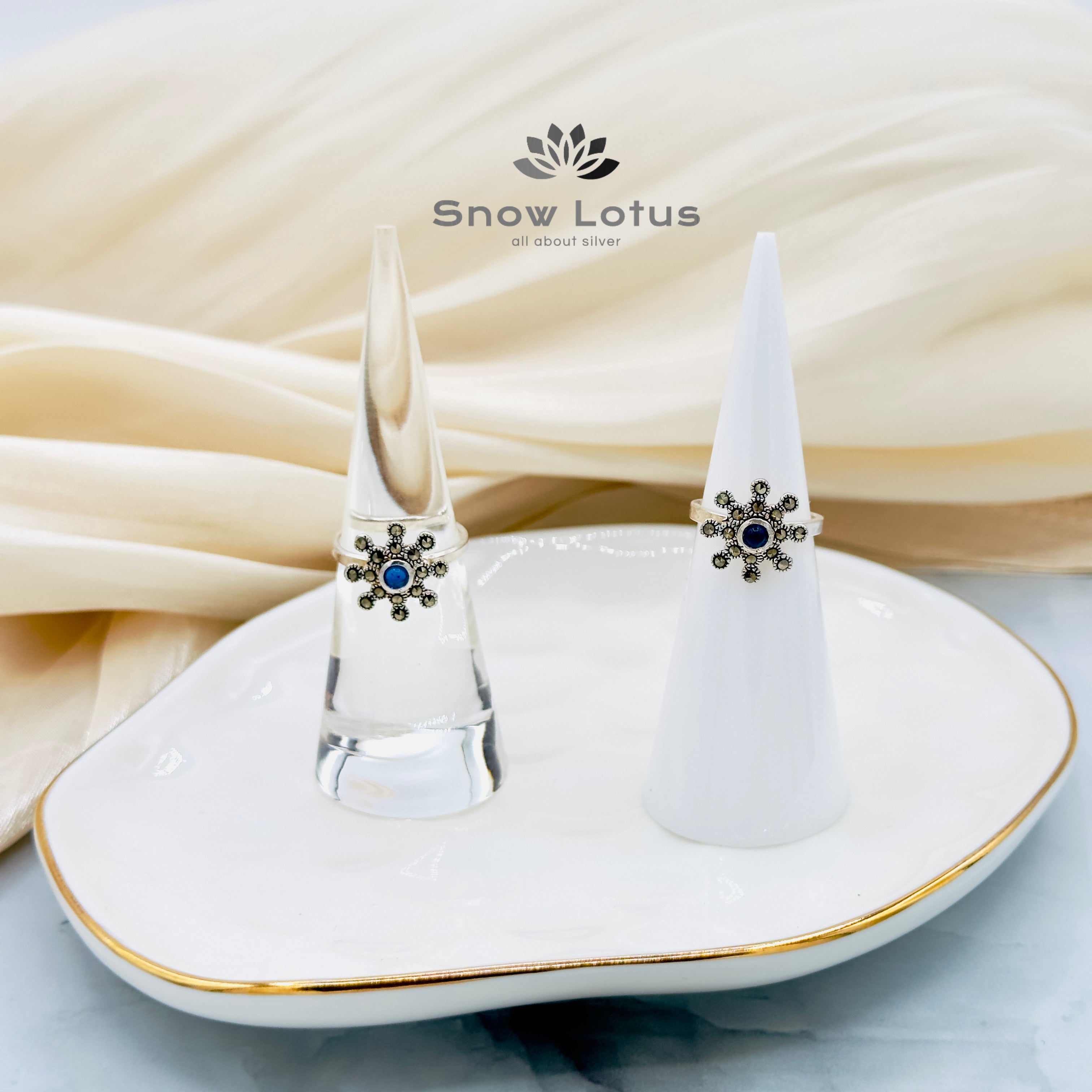 Blue Marcasite Toerings M1