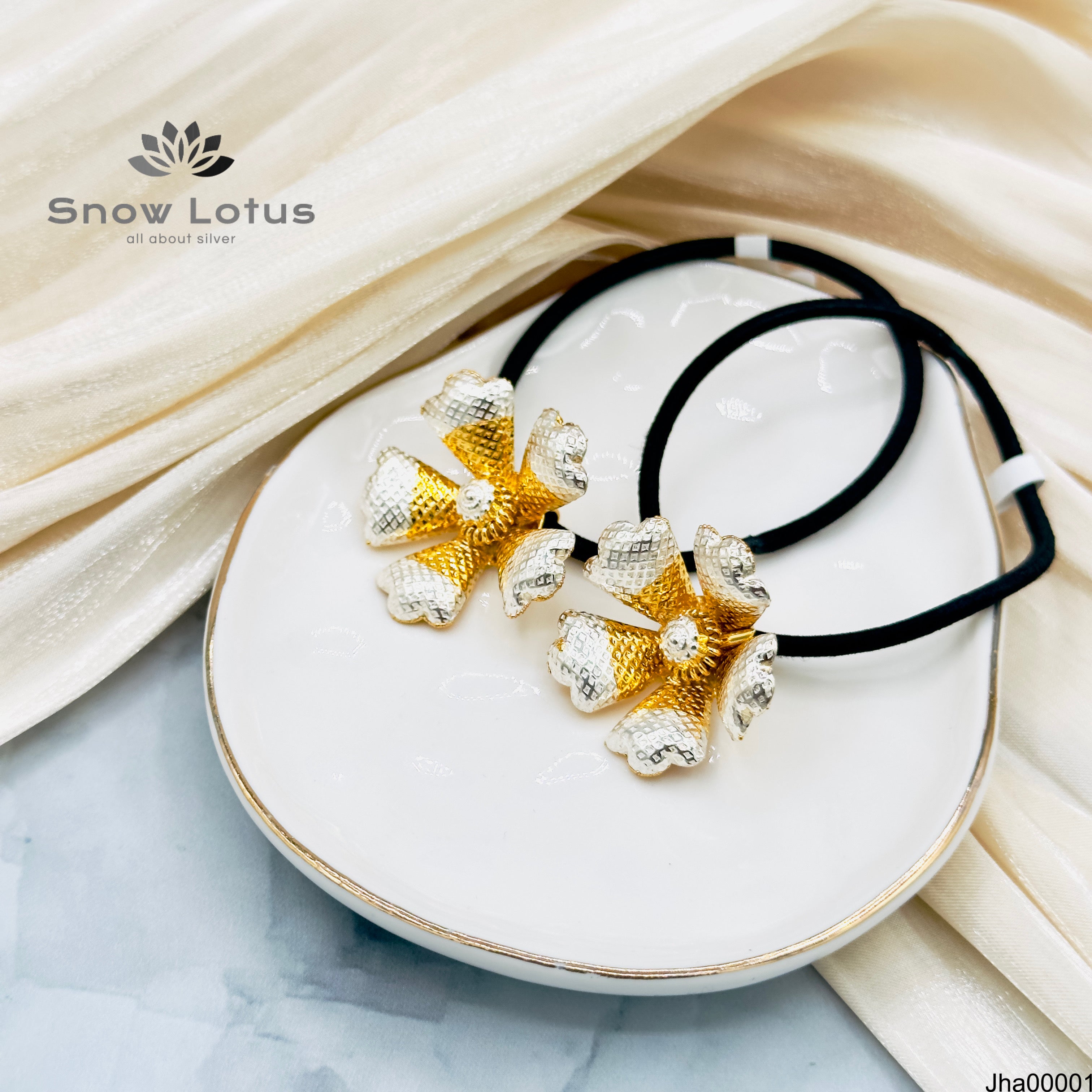 Gold polish flower Hair band M1