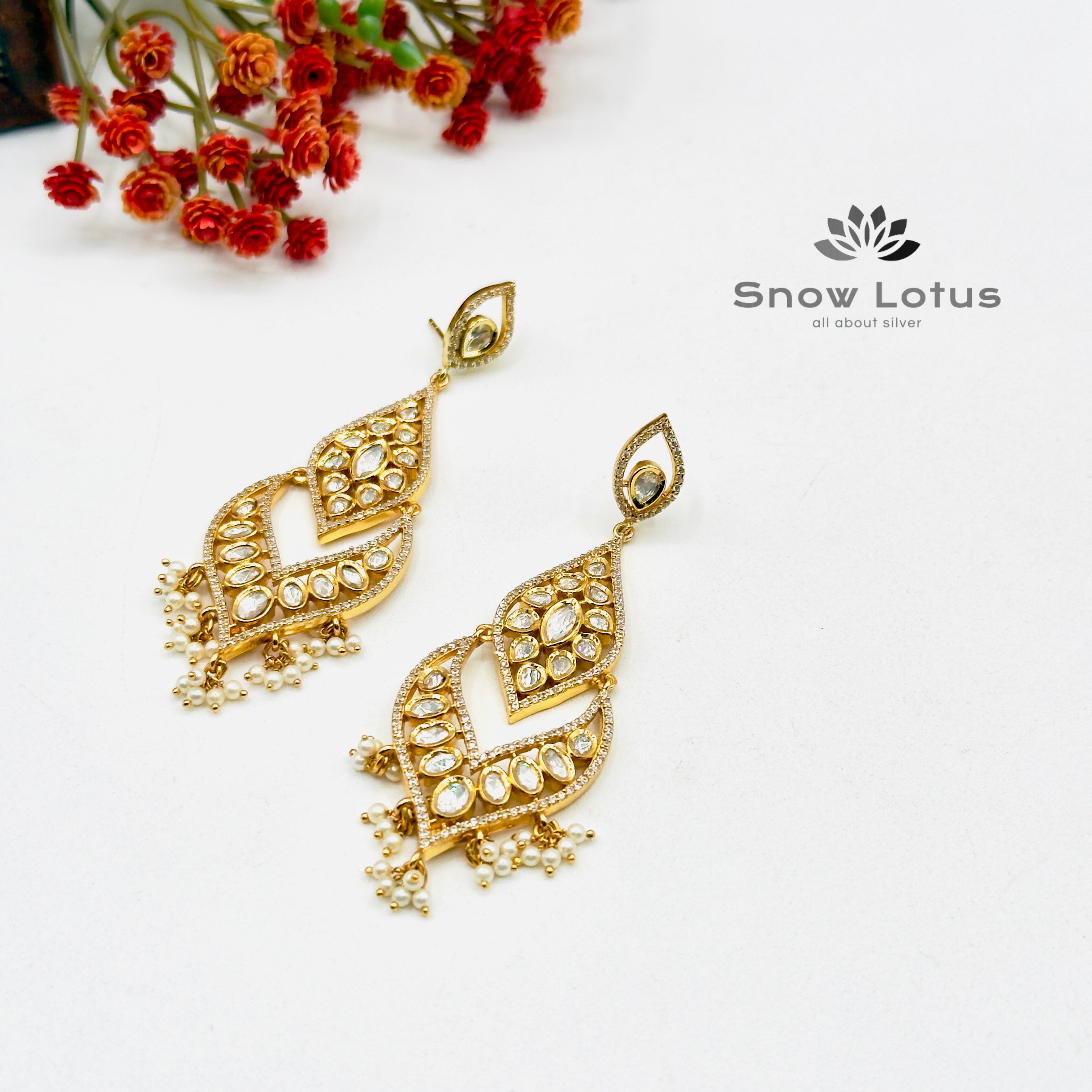 Gorgeous Floral Polki Chandbali