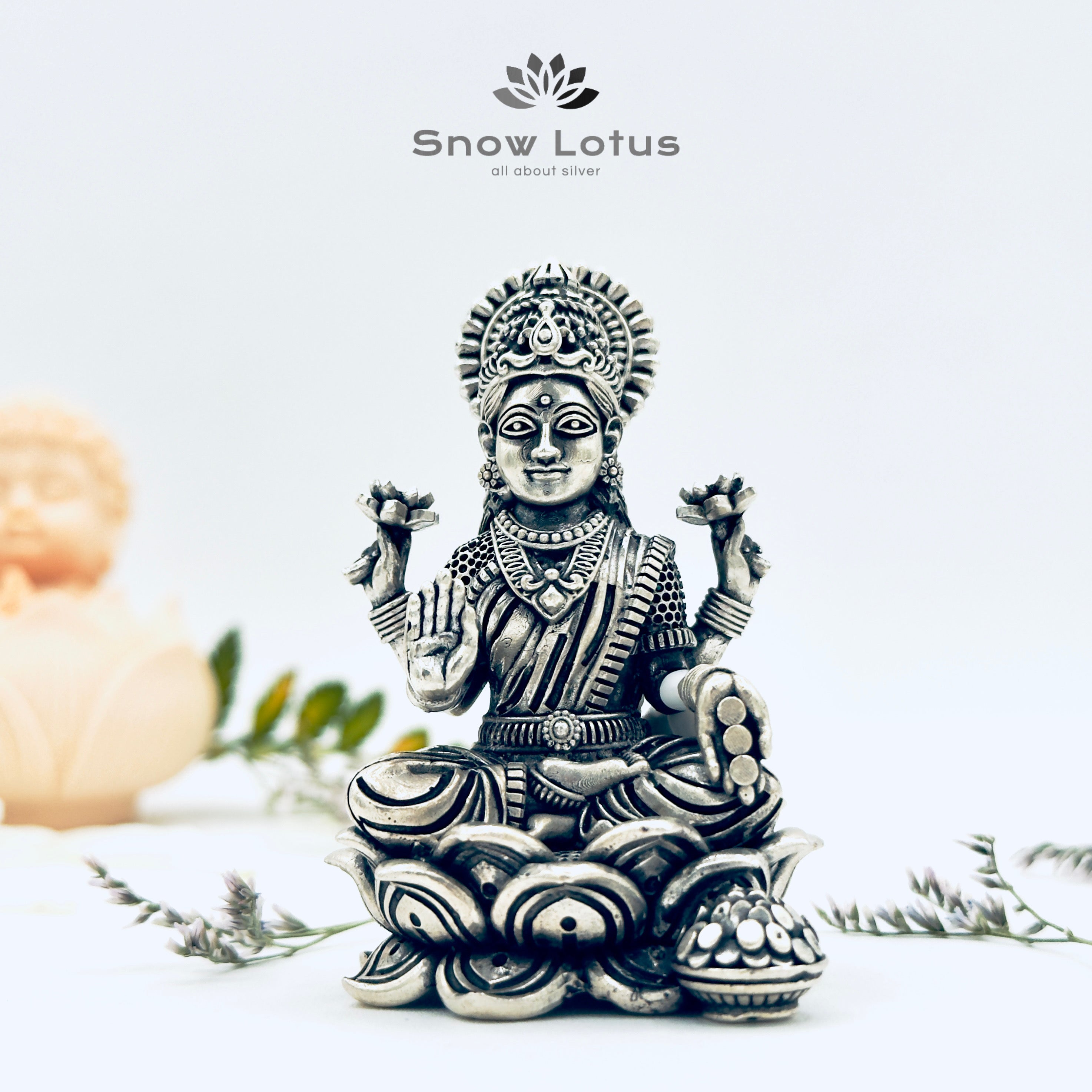 Antique Lotus Lakshmi Idol 3D