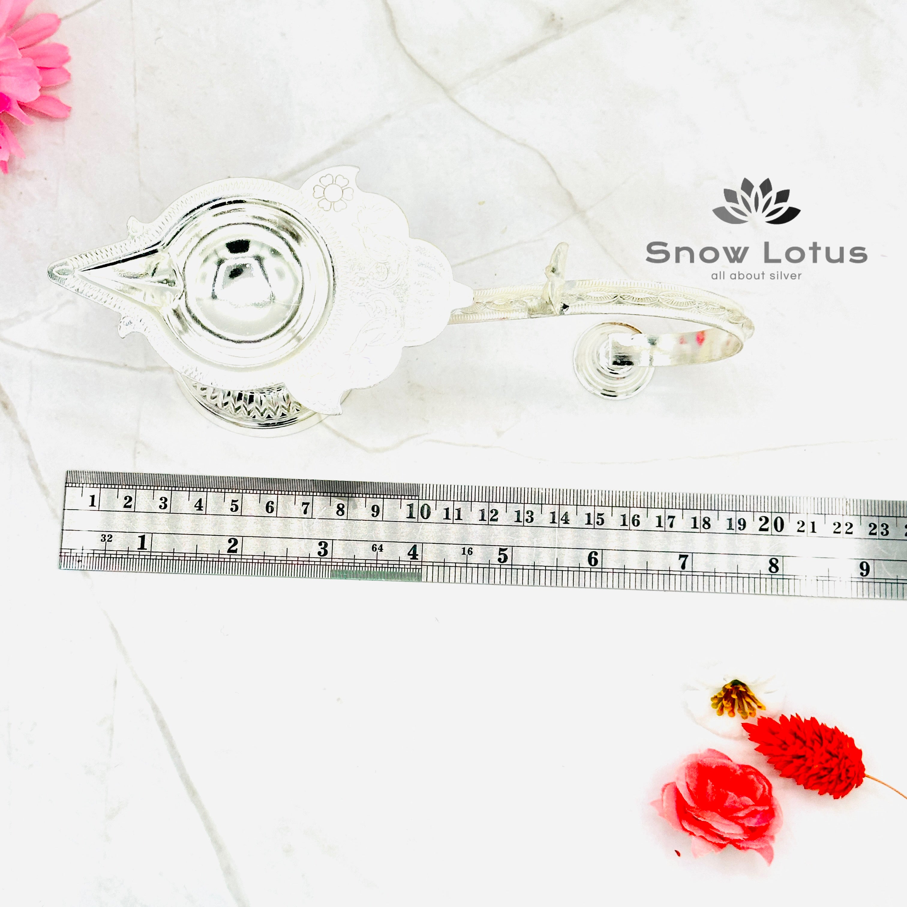 Silver Harathi Stand Bud shape Lotus