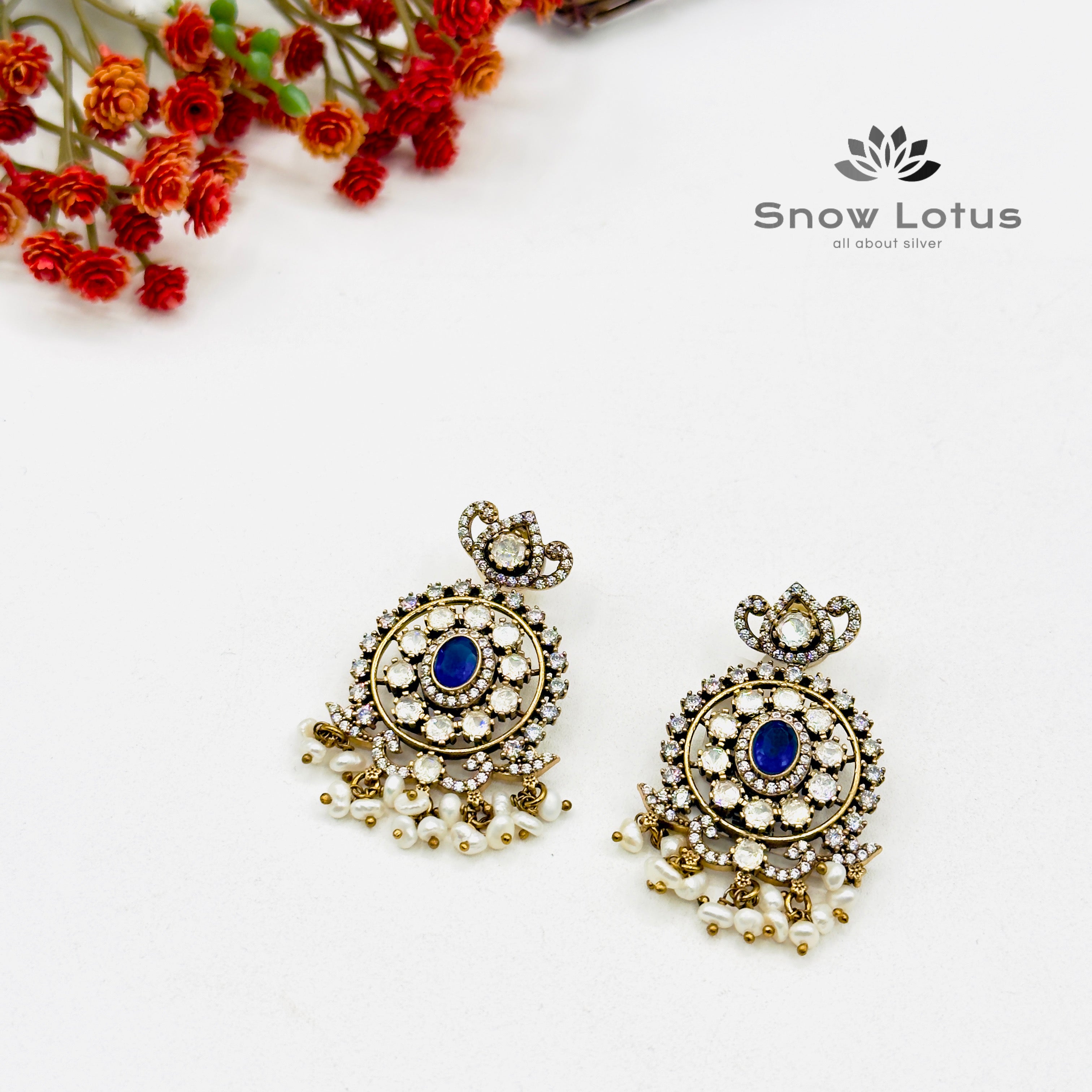 Royal Blue Moissanite Chandbali