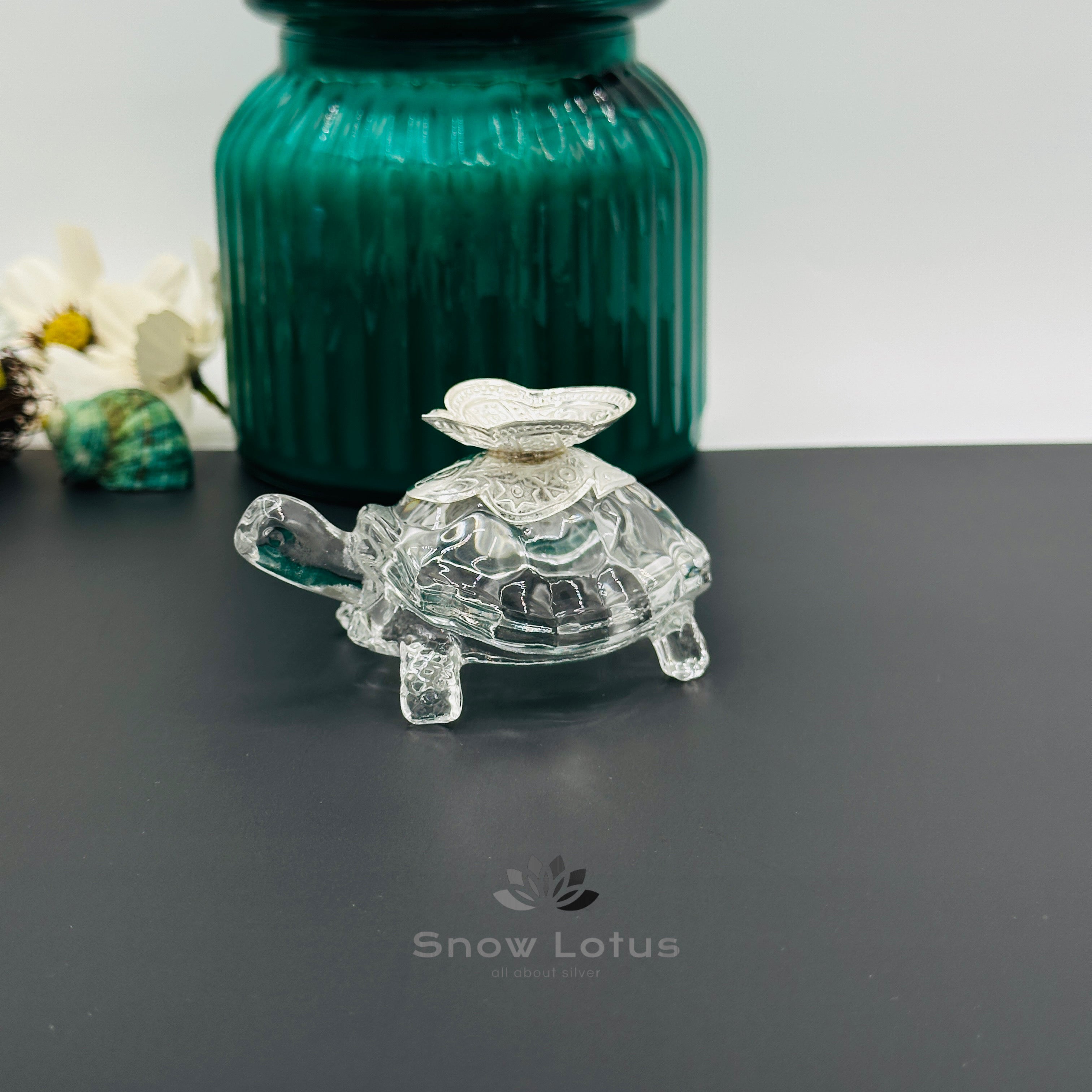 Crystal Turtle Lamps Pair