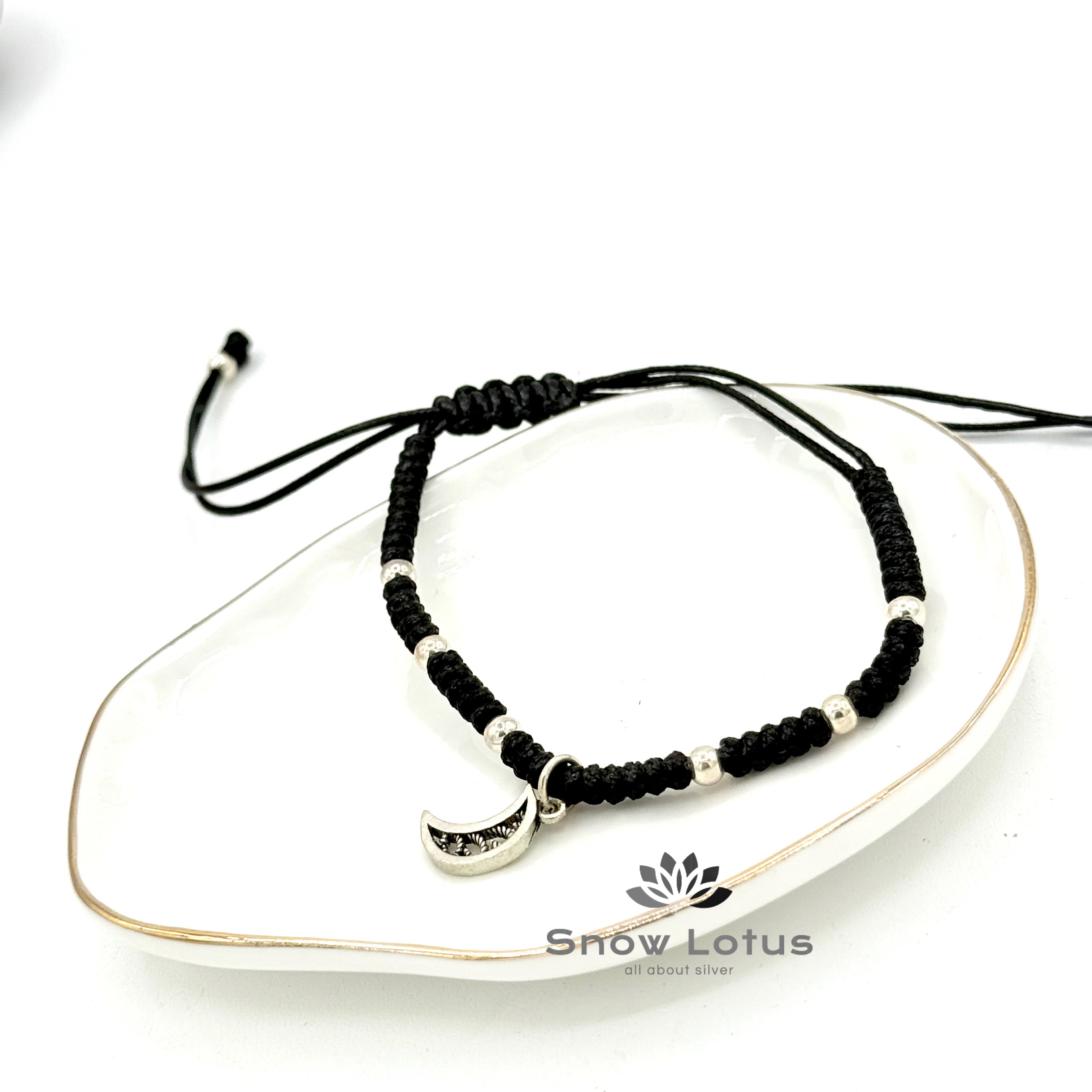 Black thread Payal with Moon Charm