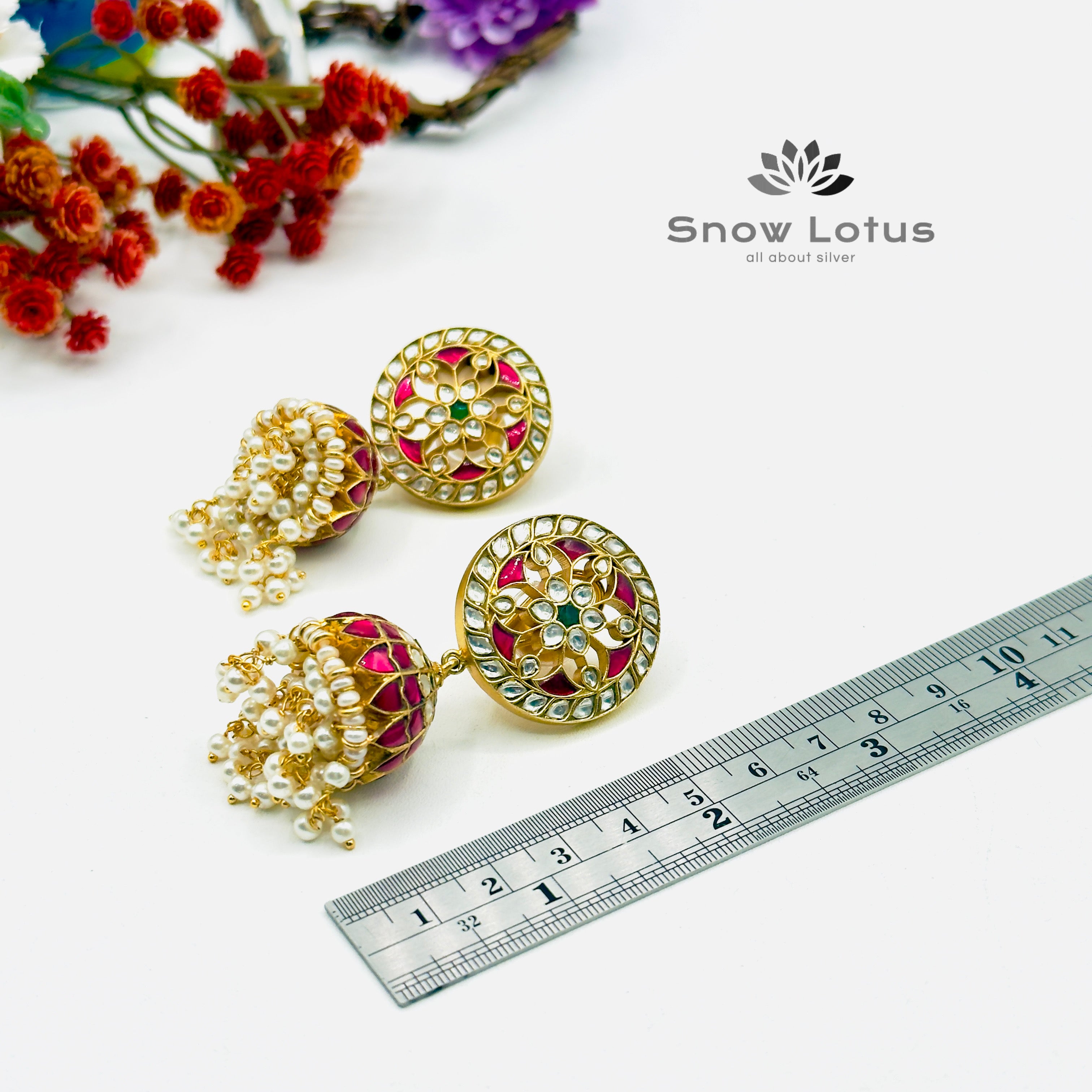 Kundan Stud Pearly Jhumka
