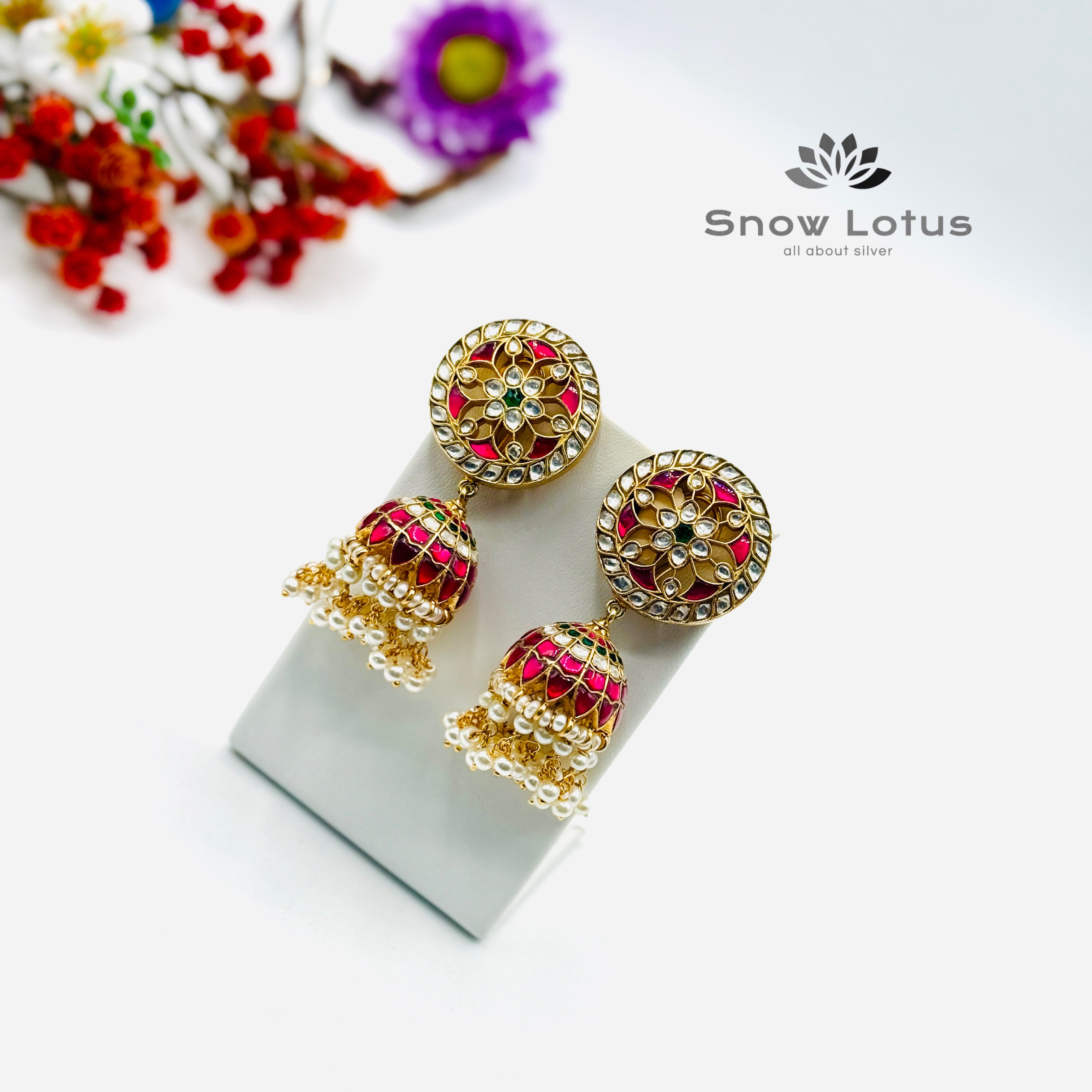 Kundan Stud Pearly Jhumka