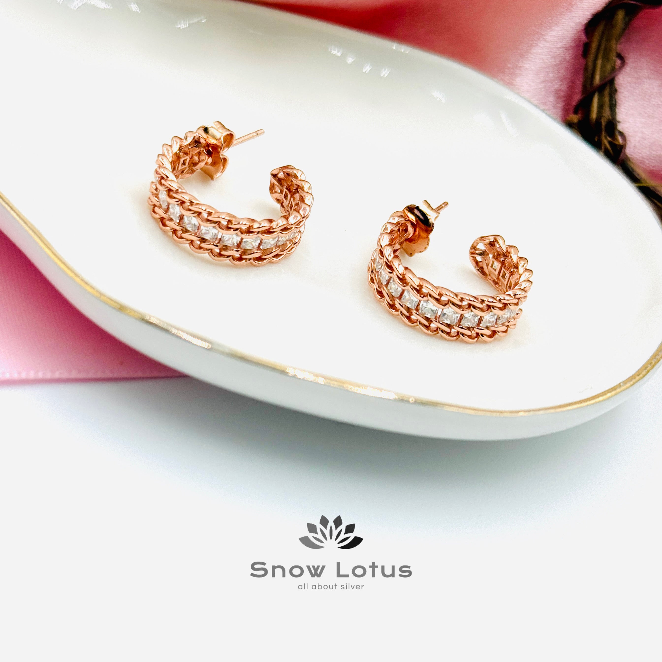 Sparkling Rose Gold Earrings