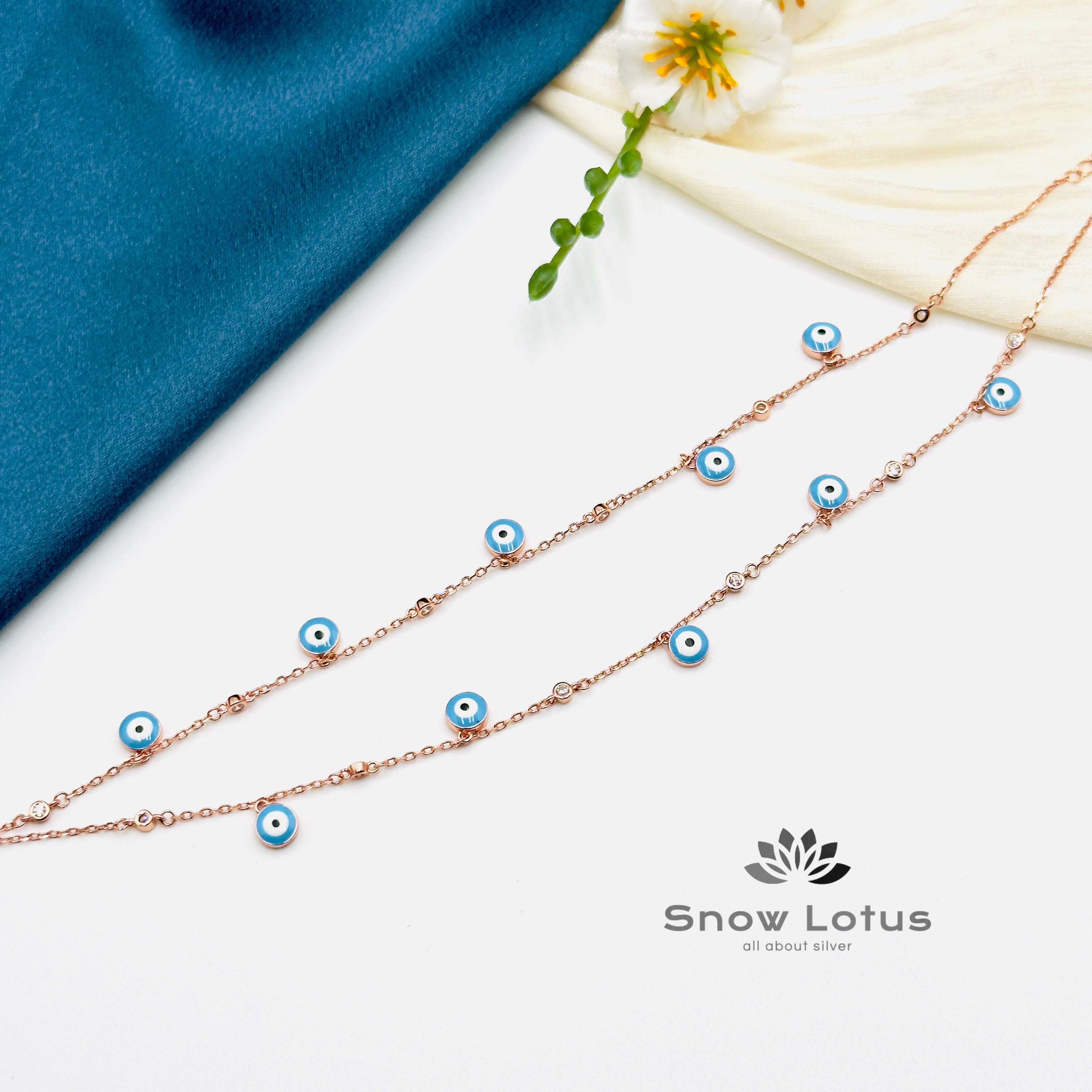 Turkish Evil Eye Anklet Pair