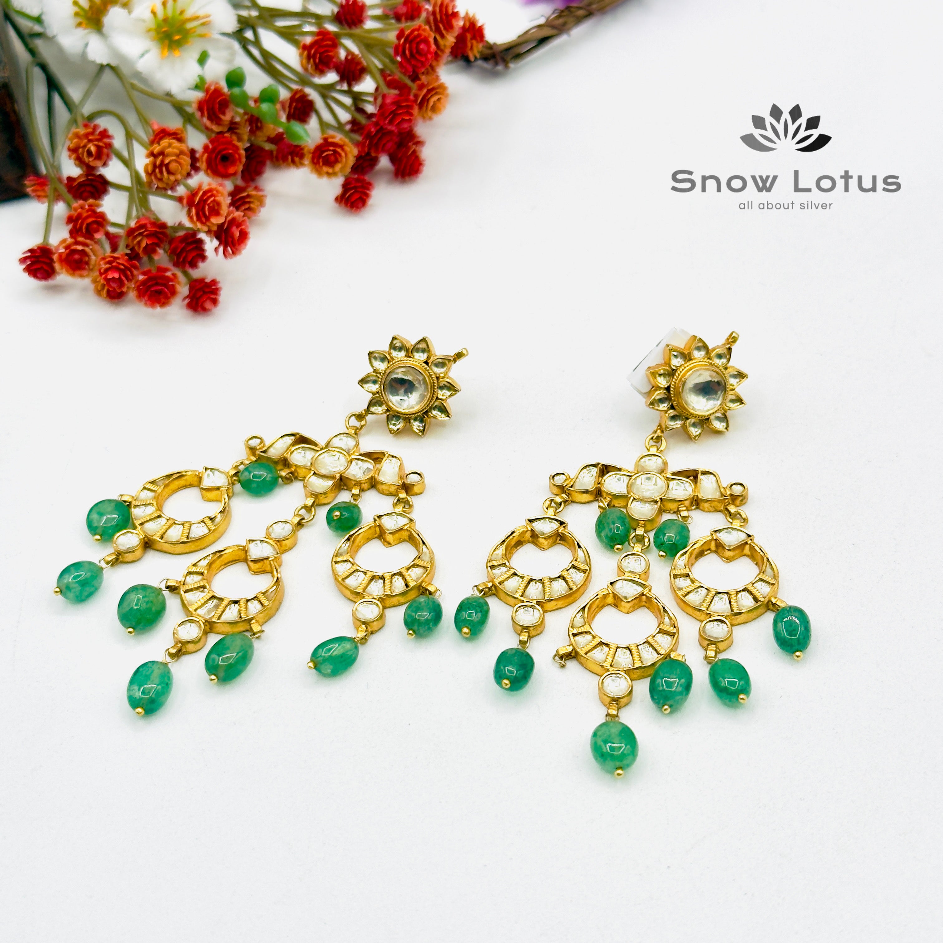Striking Trio Kundan Chandbali