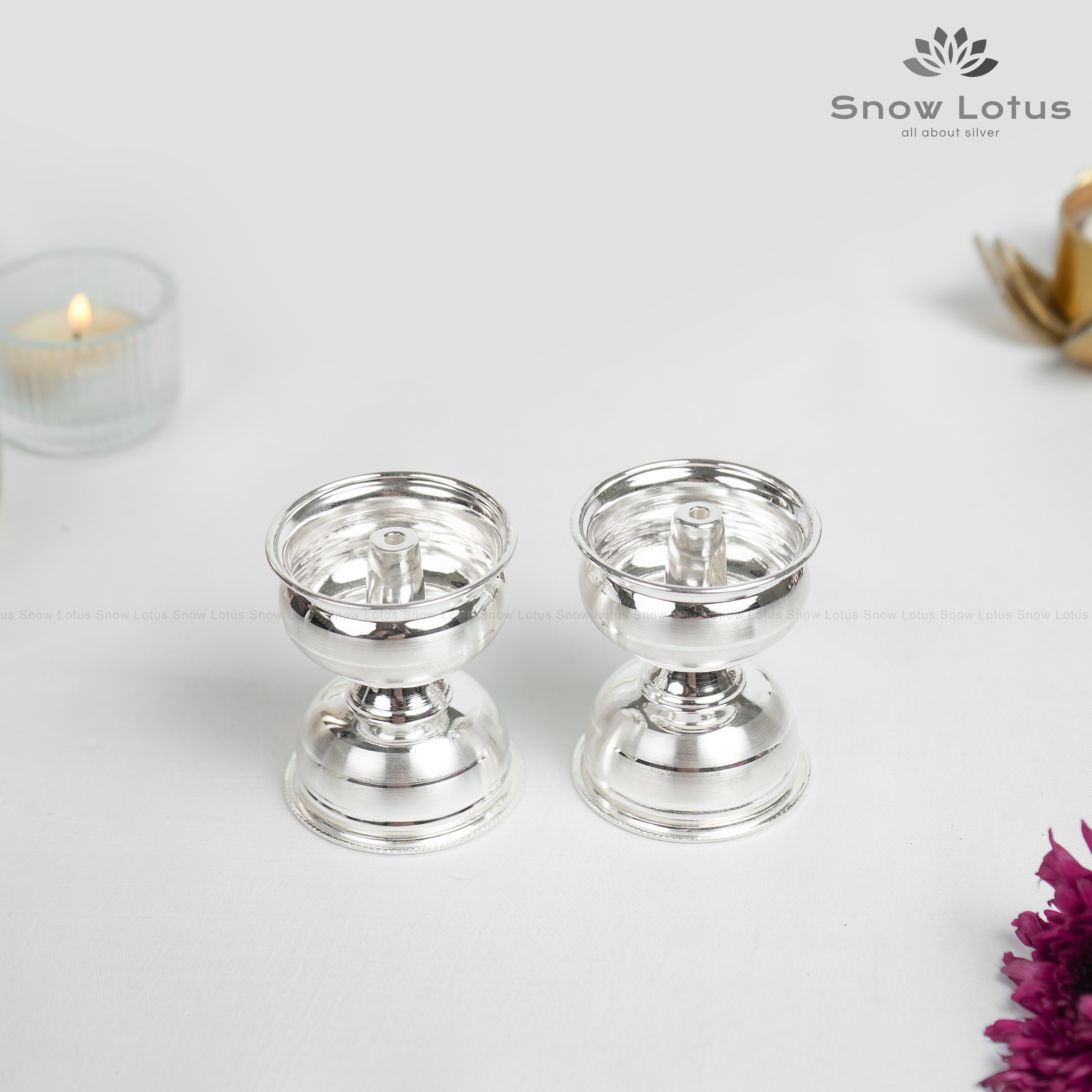 Dull Polish Bottom Knot Akhanda Diyas Pair