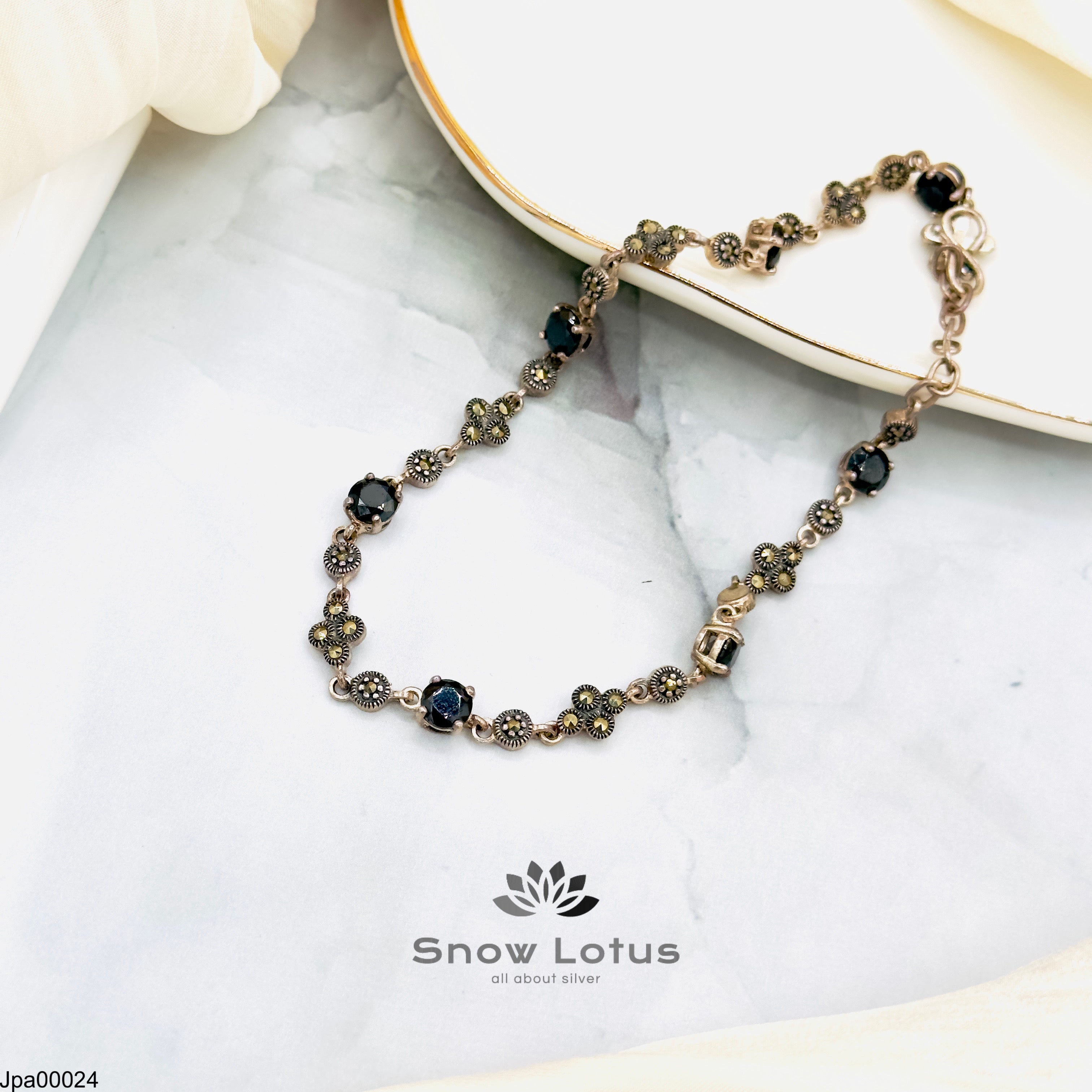 31.3 Non Adjustable  Blue Marcasite Payal