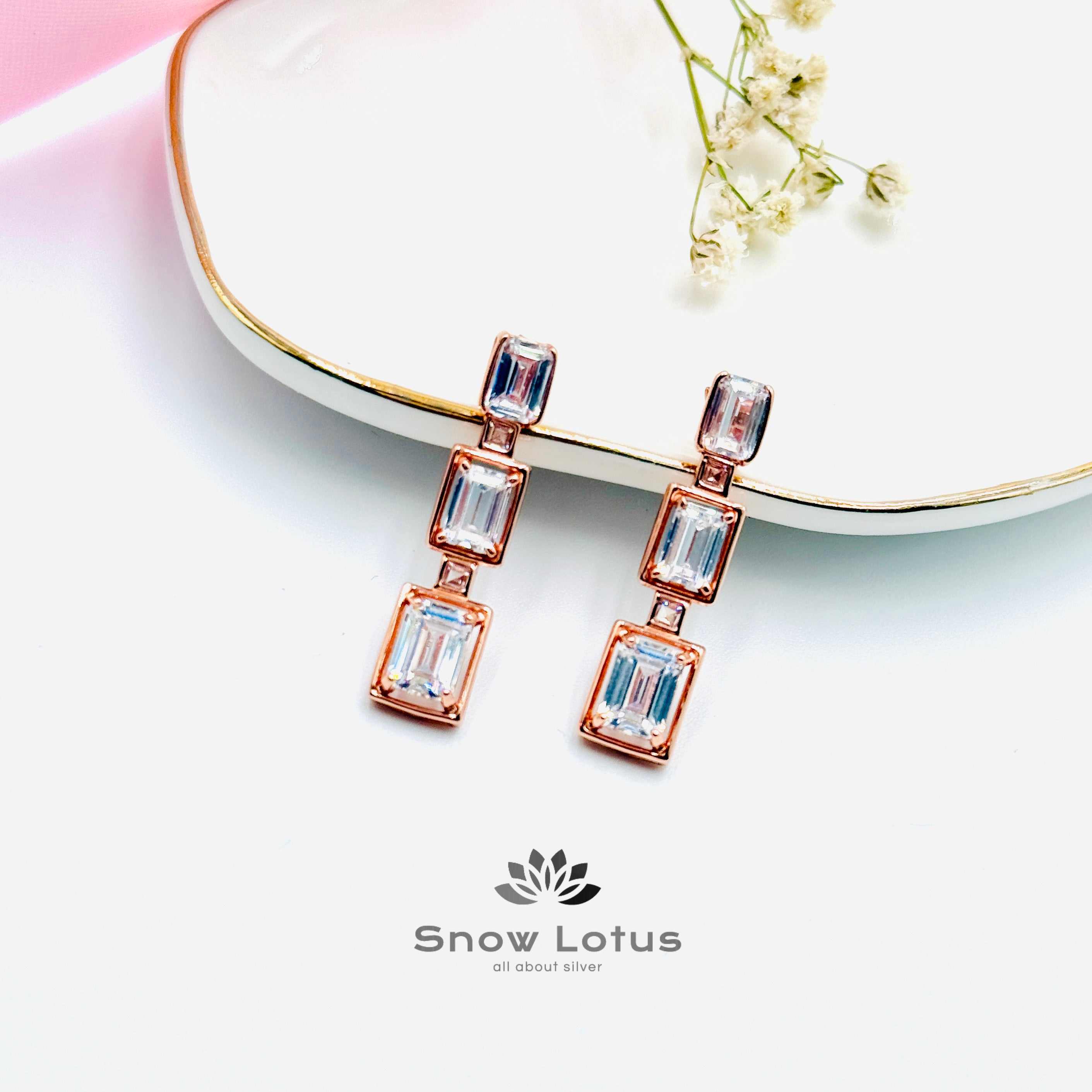 Rectangular Floral Earrings
