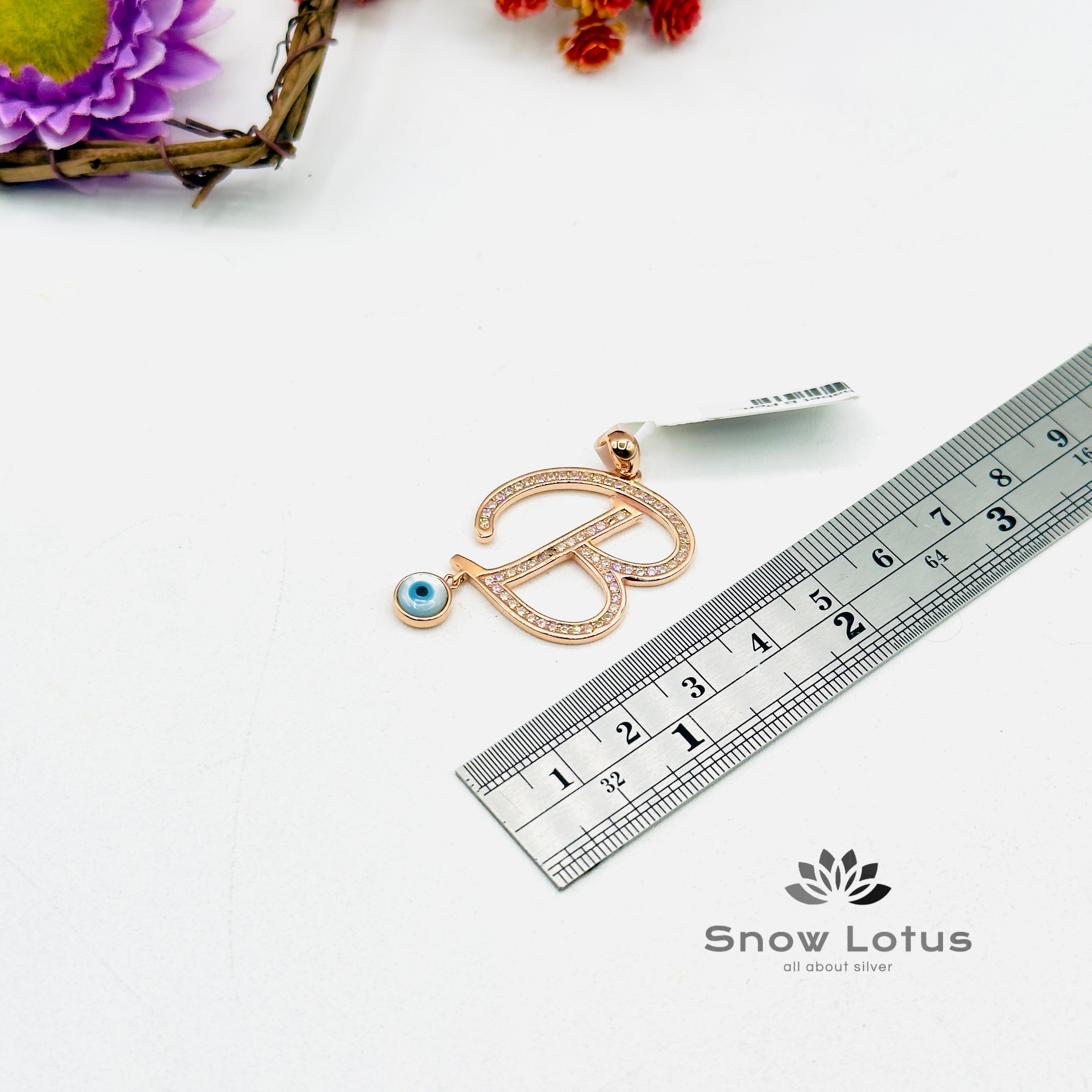 Rosegold Evil Eye Alphabet B Pendant