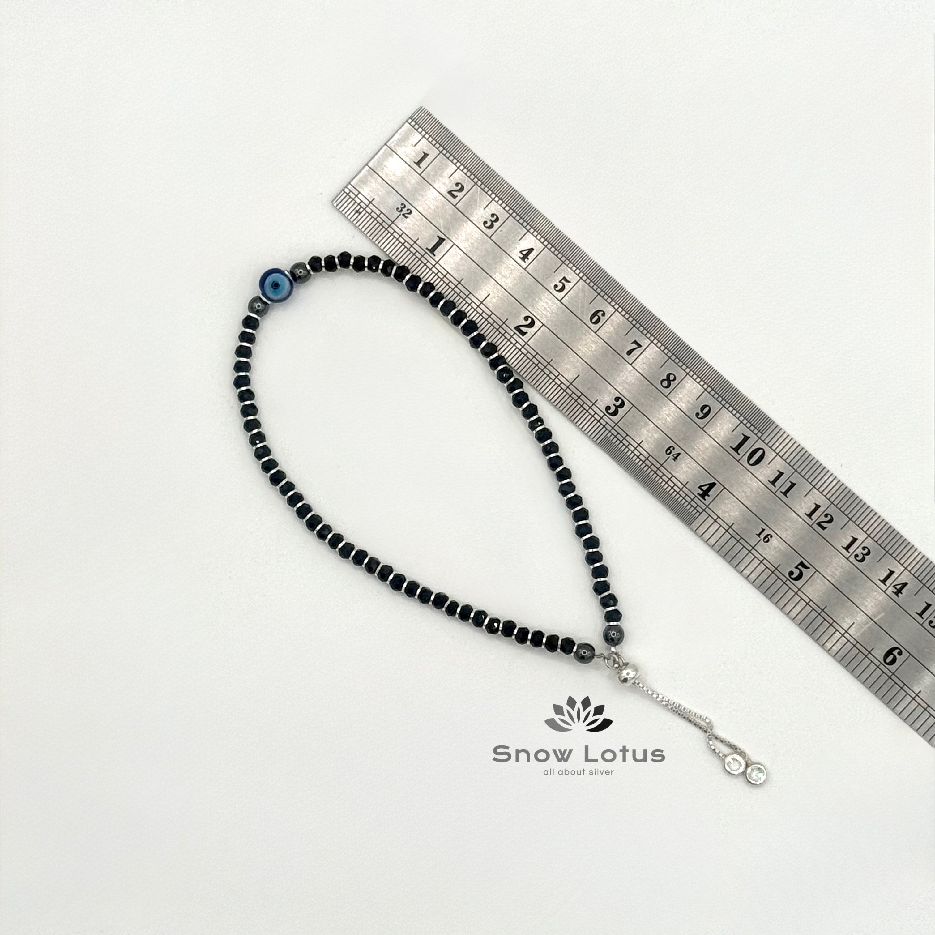 Black Bead Anklets Pair M5