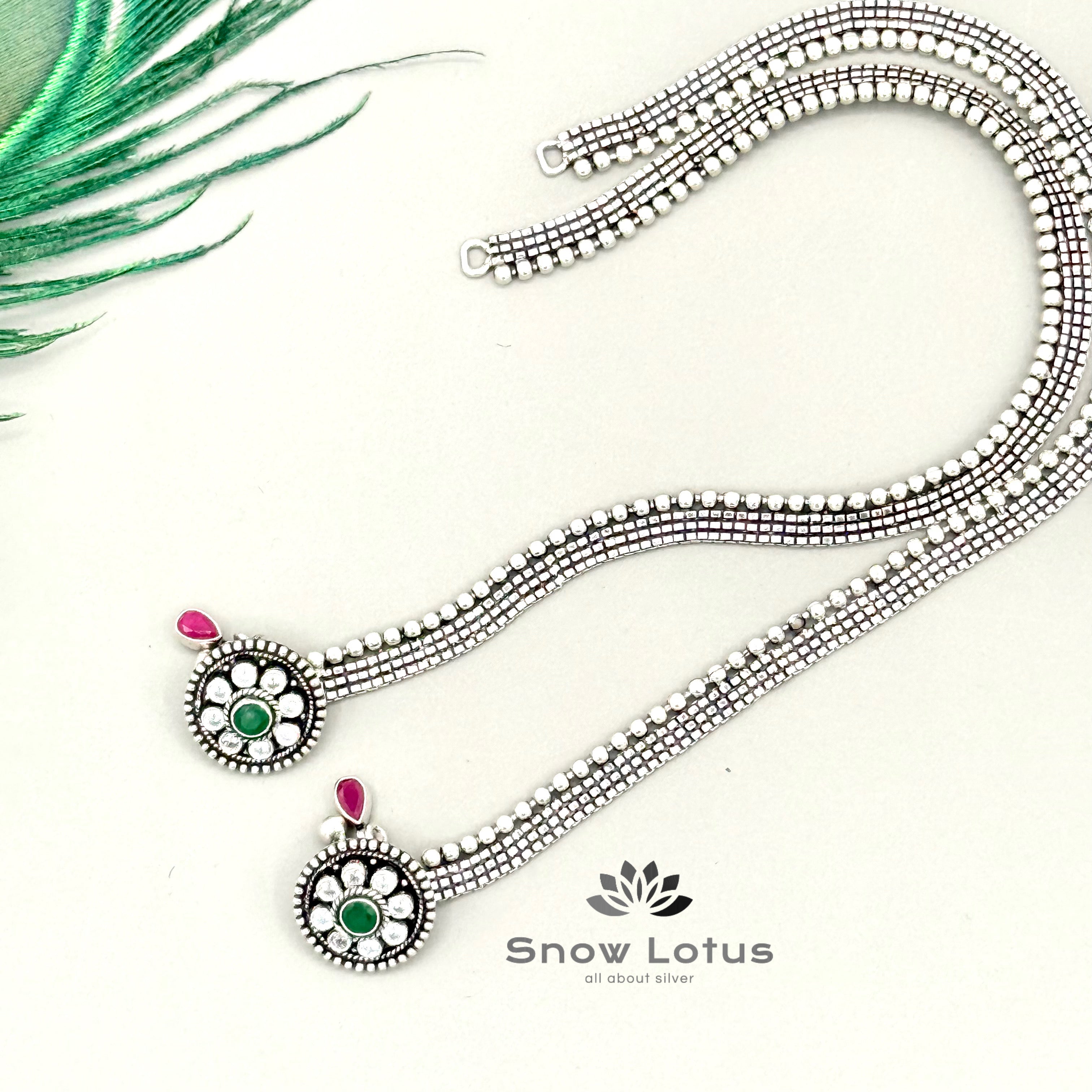 Single Floral with Ruby Drop Anklet