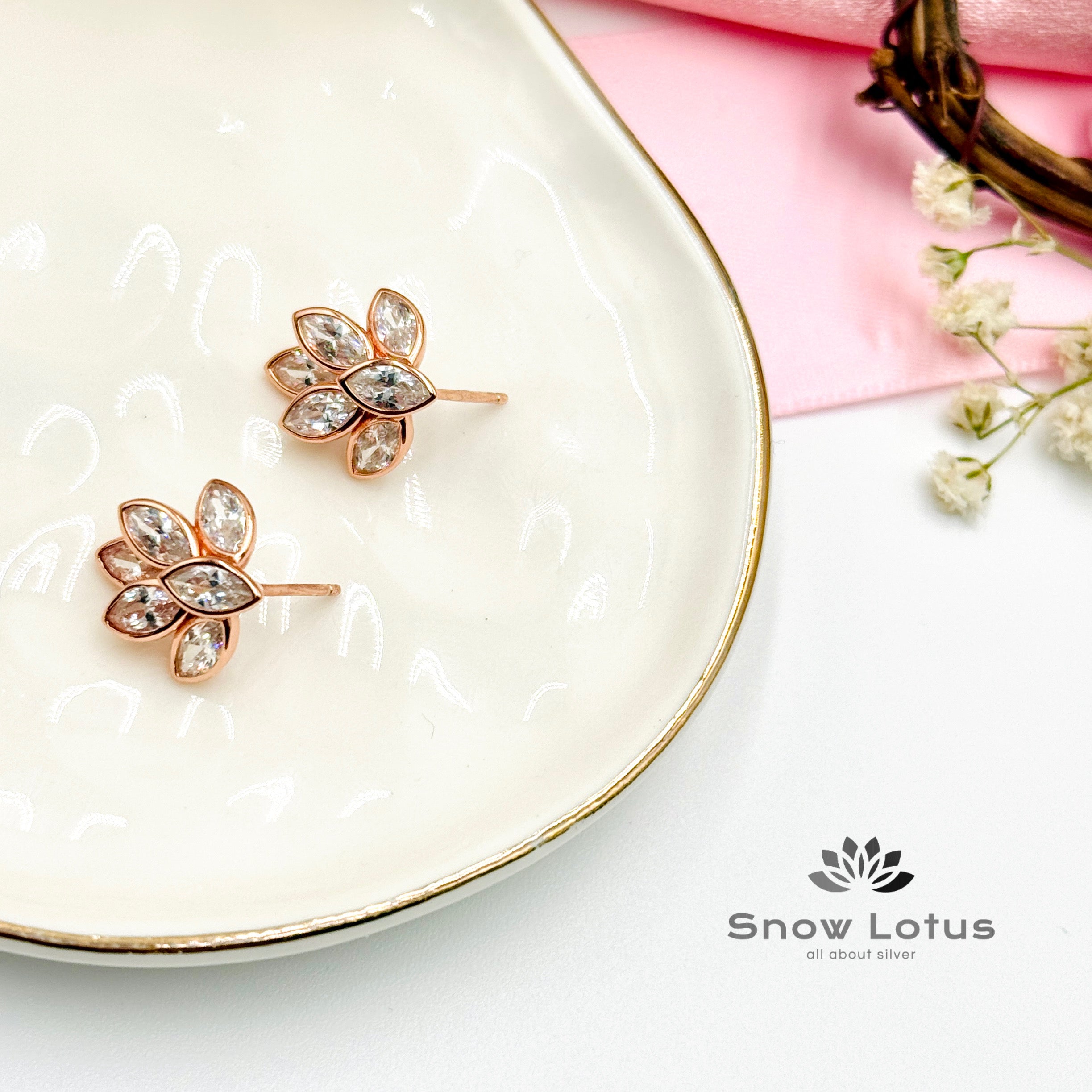 Cascading Leaves Rose Gold Earrings