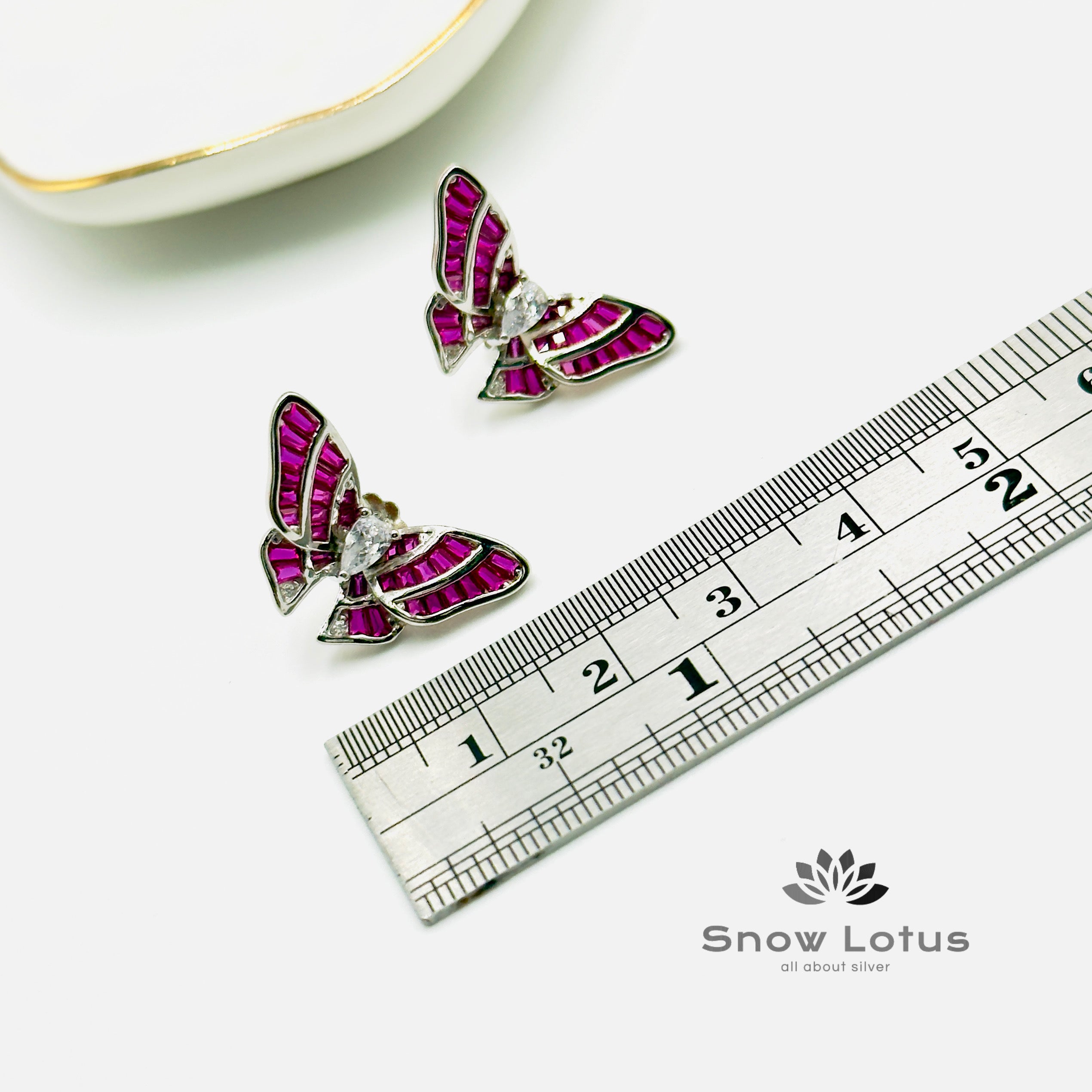 Pink Butterfly Sterling Studs