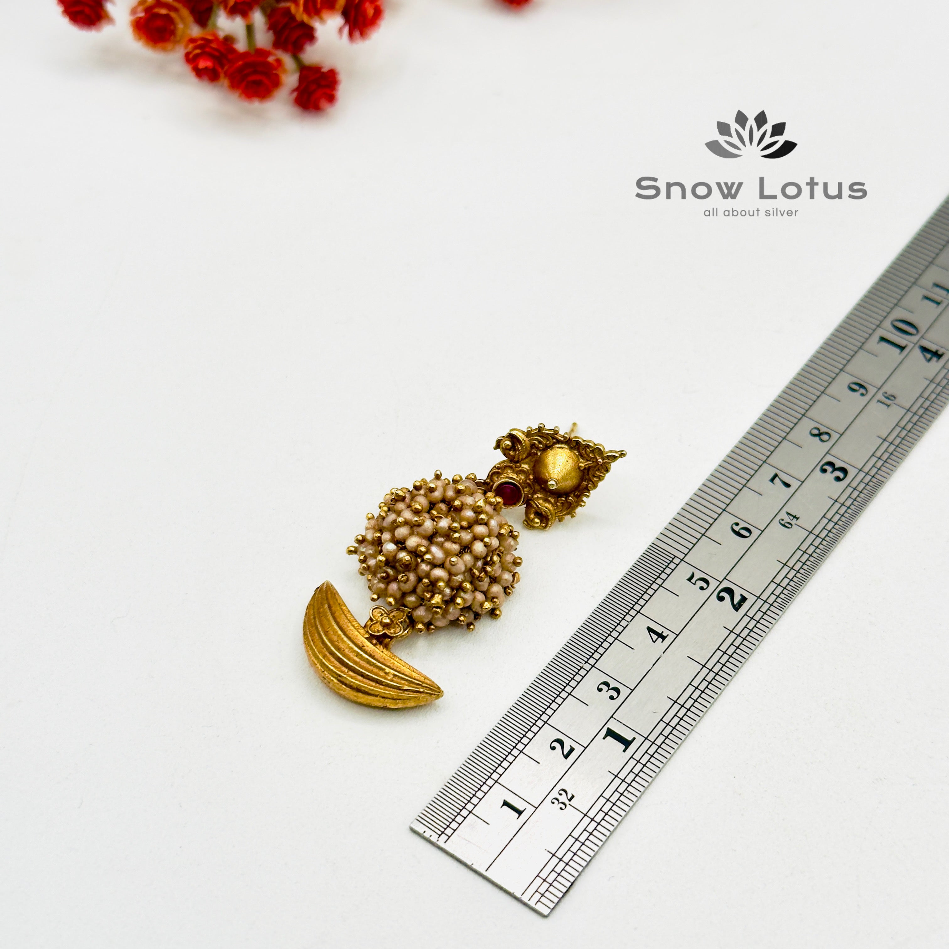 Half Moon Pearled Earrings