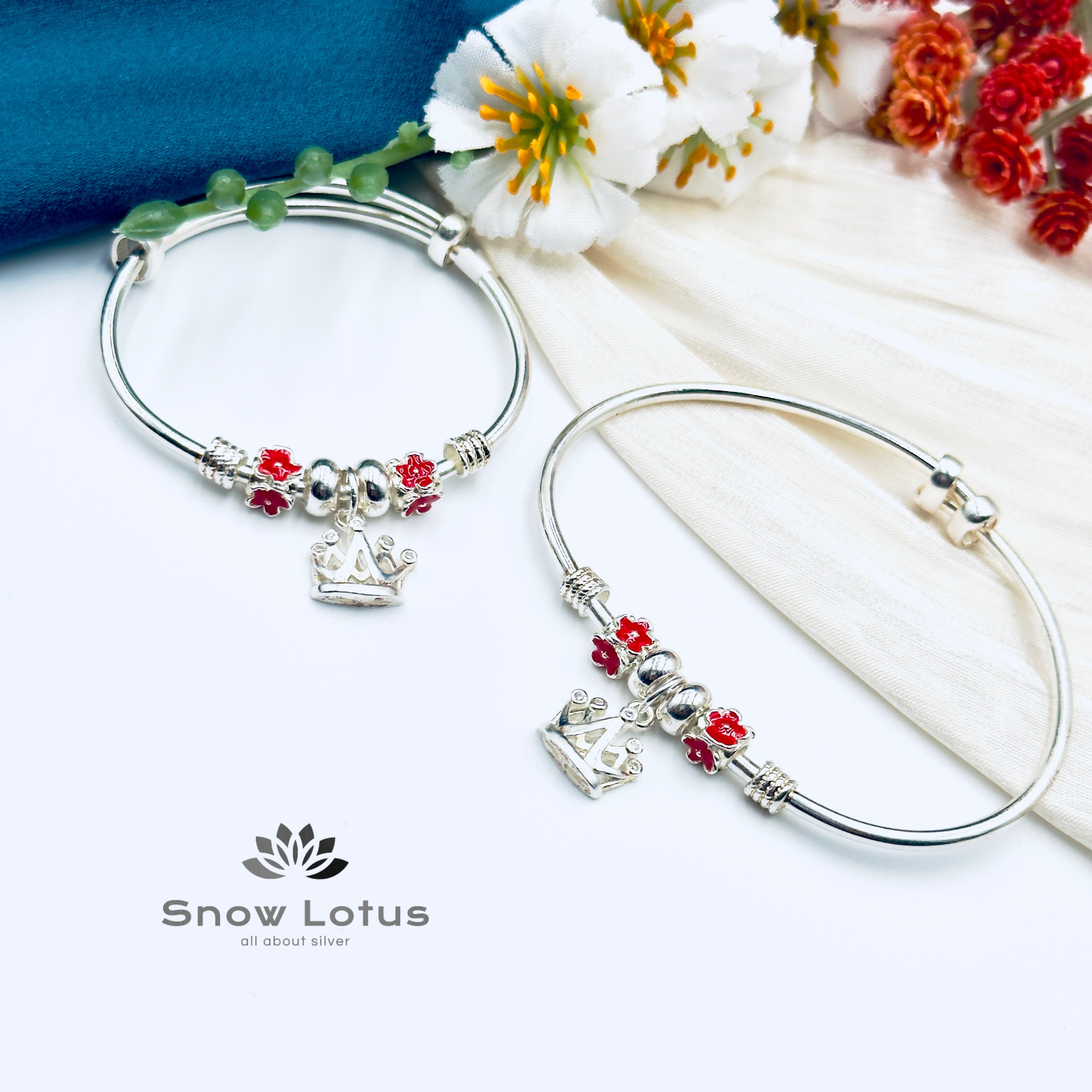 Crown Charm Baby Kada Pair