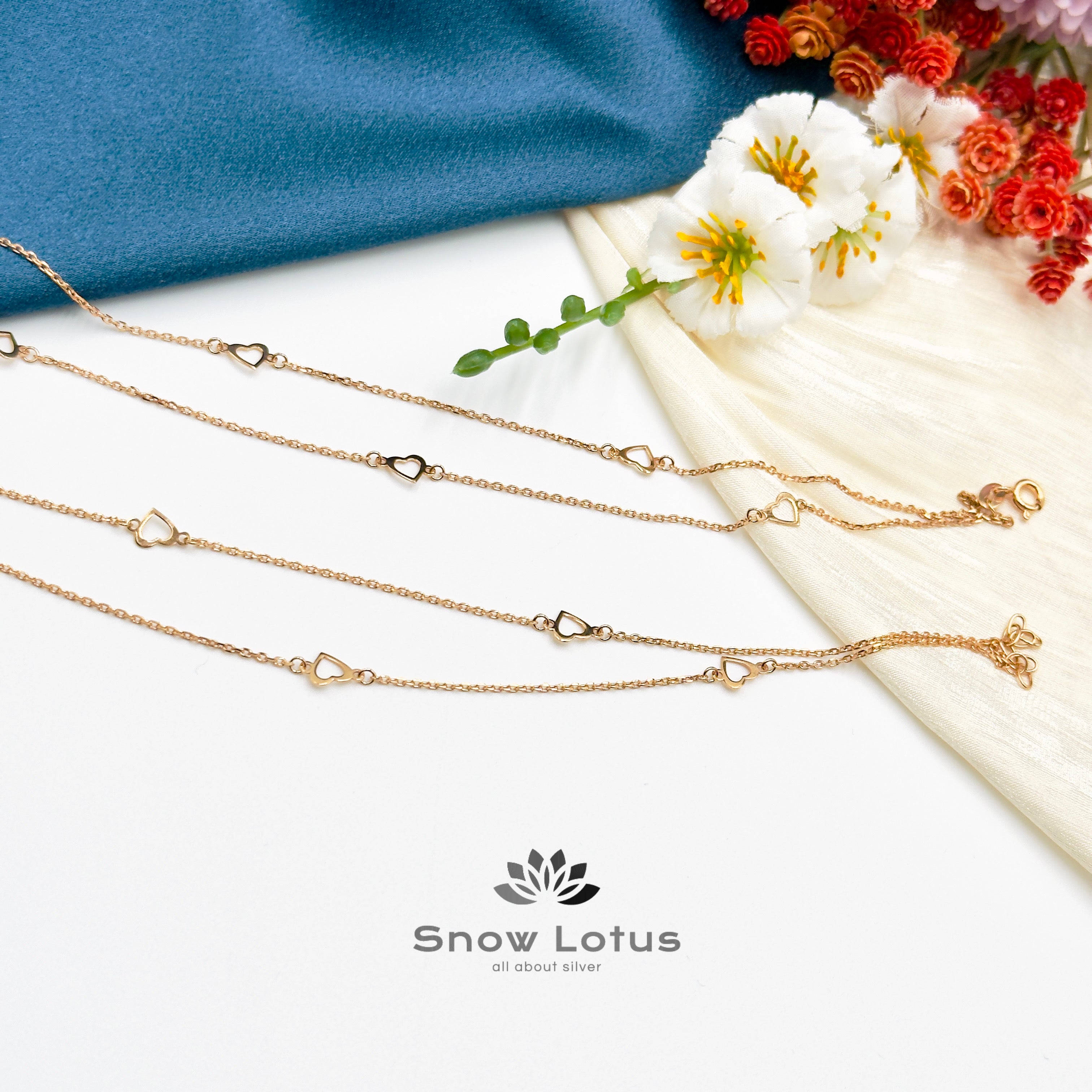 Double layered Heart Rosegold Anklet