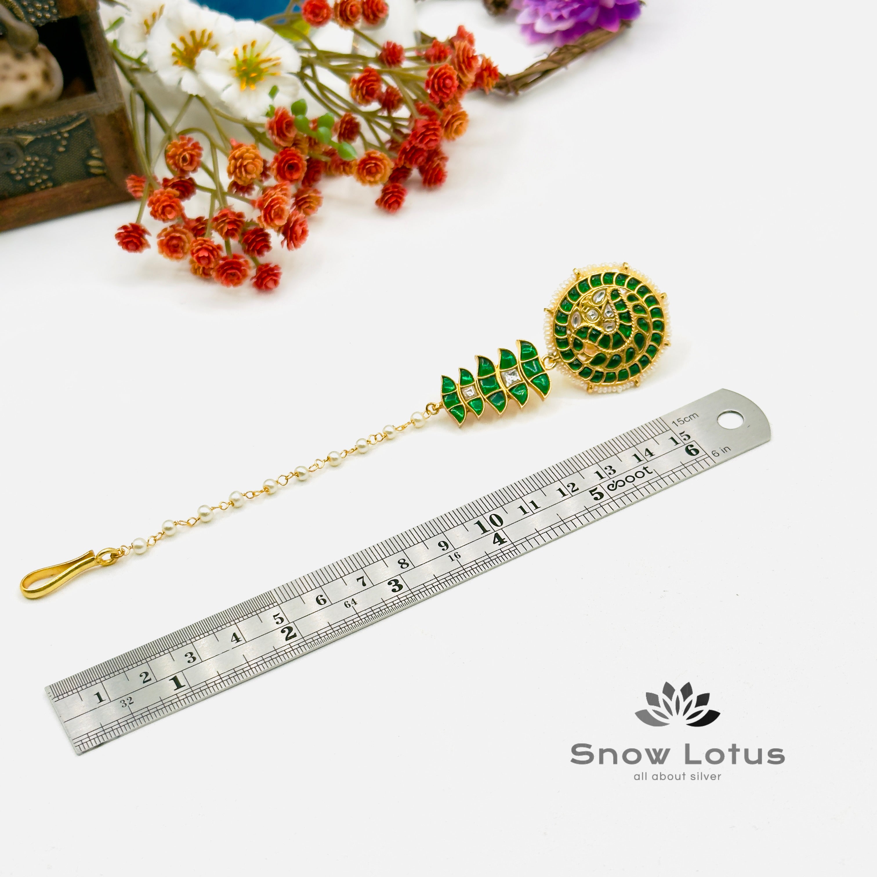 Green Peacock Studs With Maati