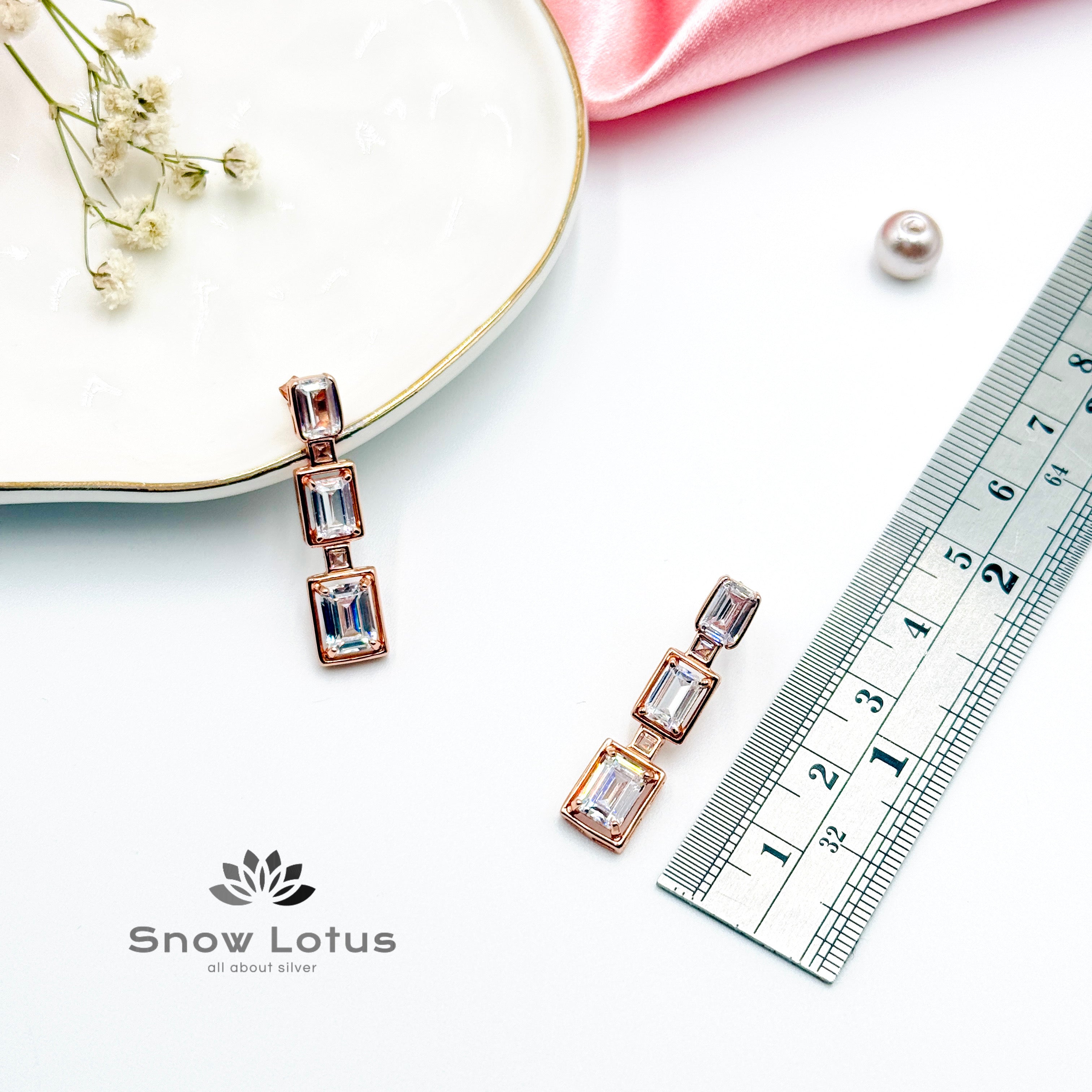 Rectangular Floral Earrings