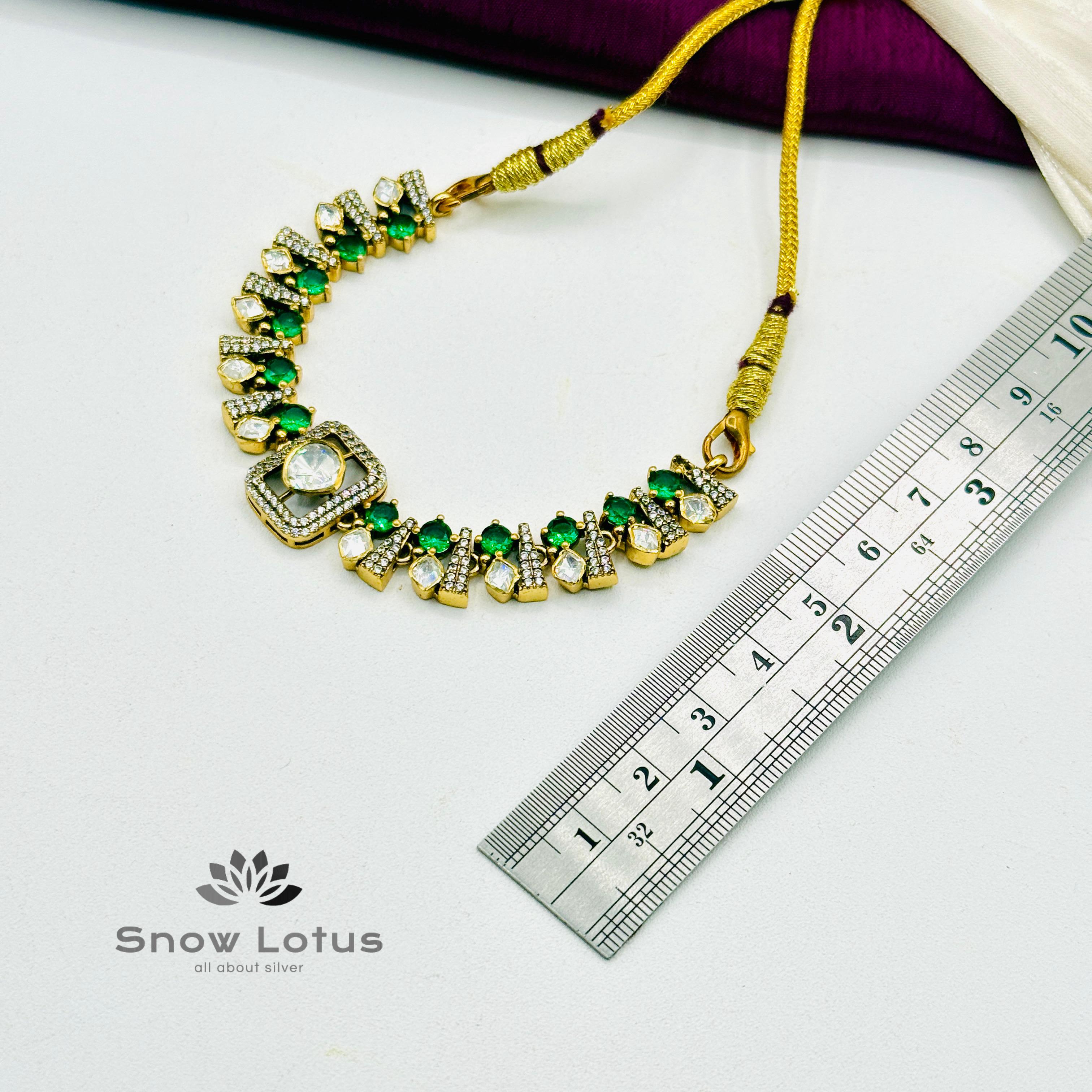 Graceful Green Moissanite Choker With Earrings