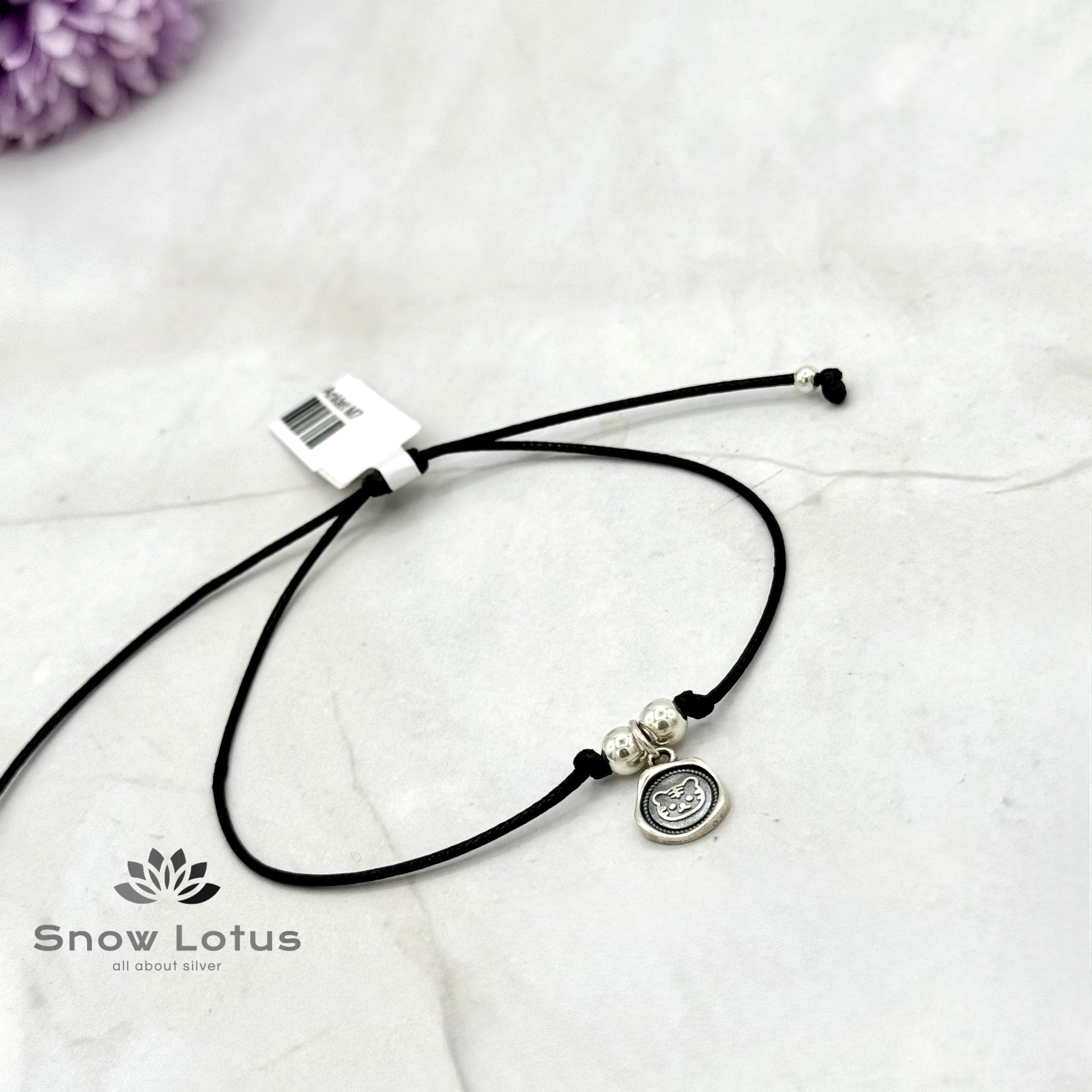 Black Thin Thread Anklet M7