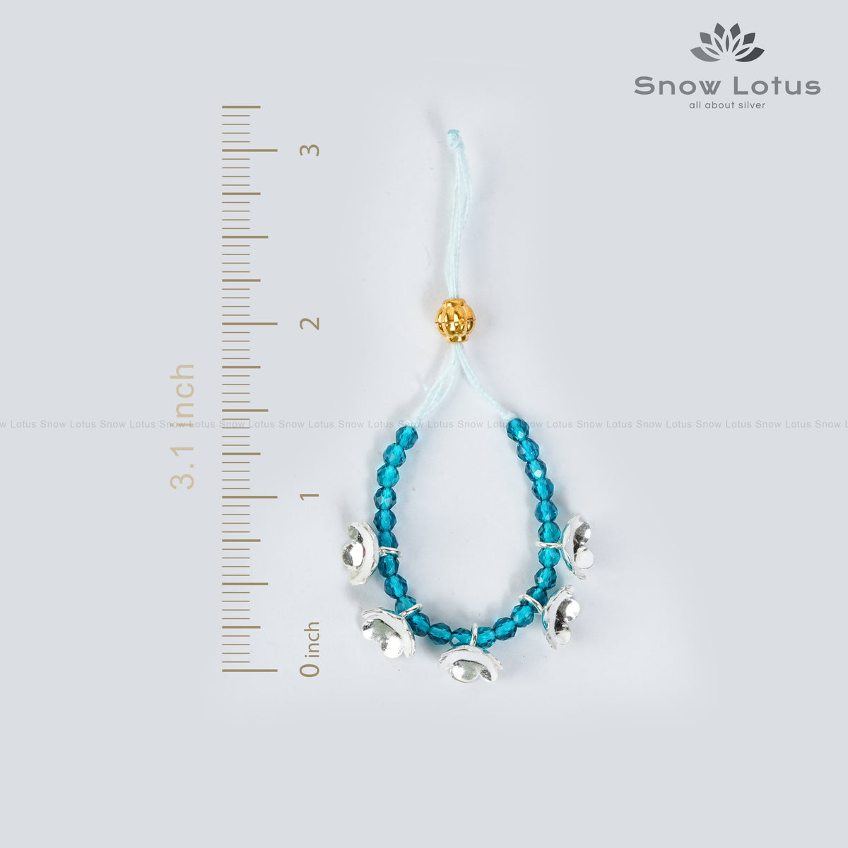 Silver Flowers Mini Haarams Aqua Blue
