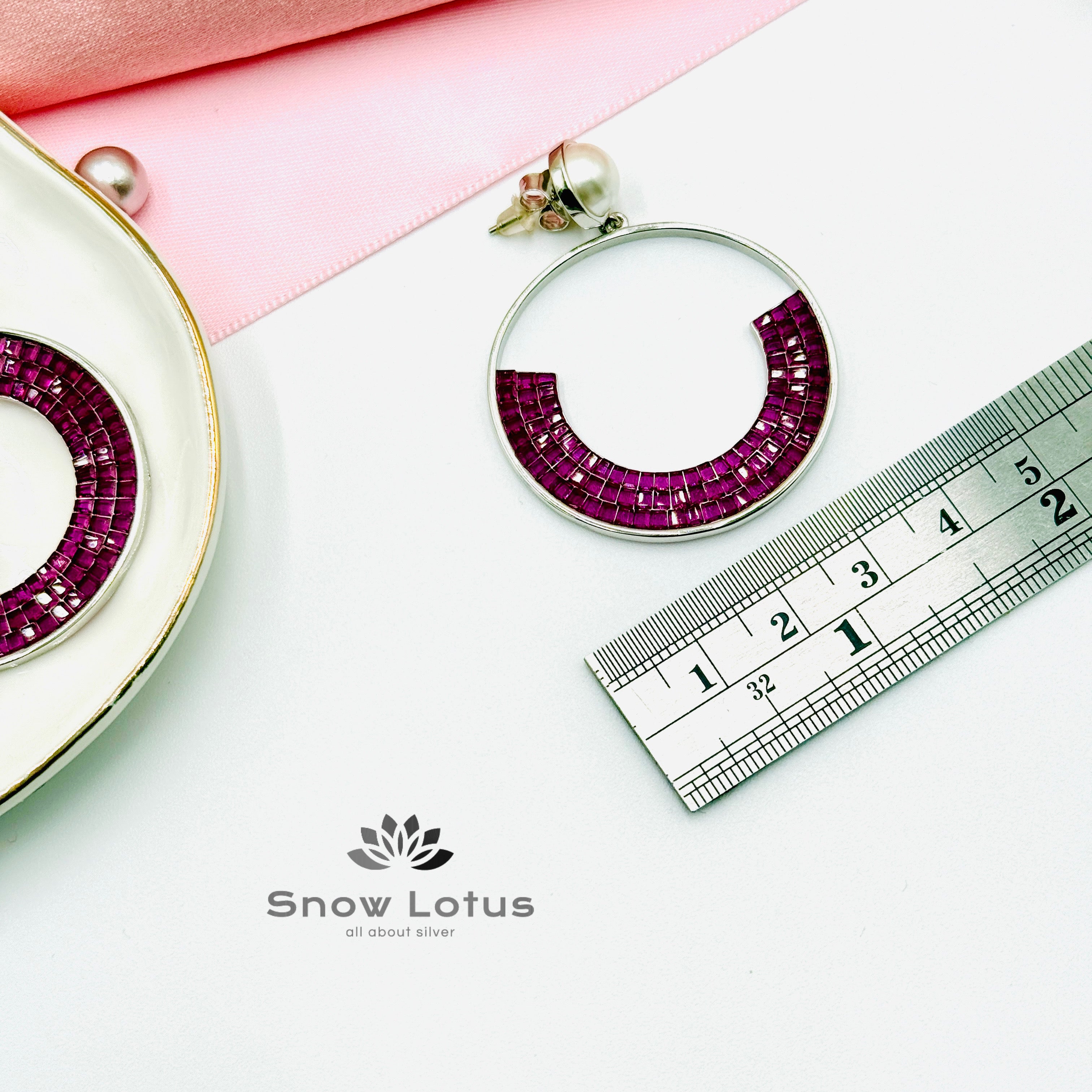 Circular Pink Drop Earrings