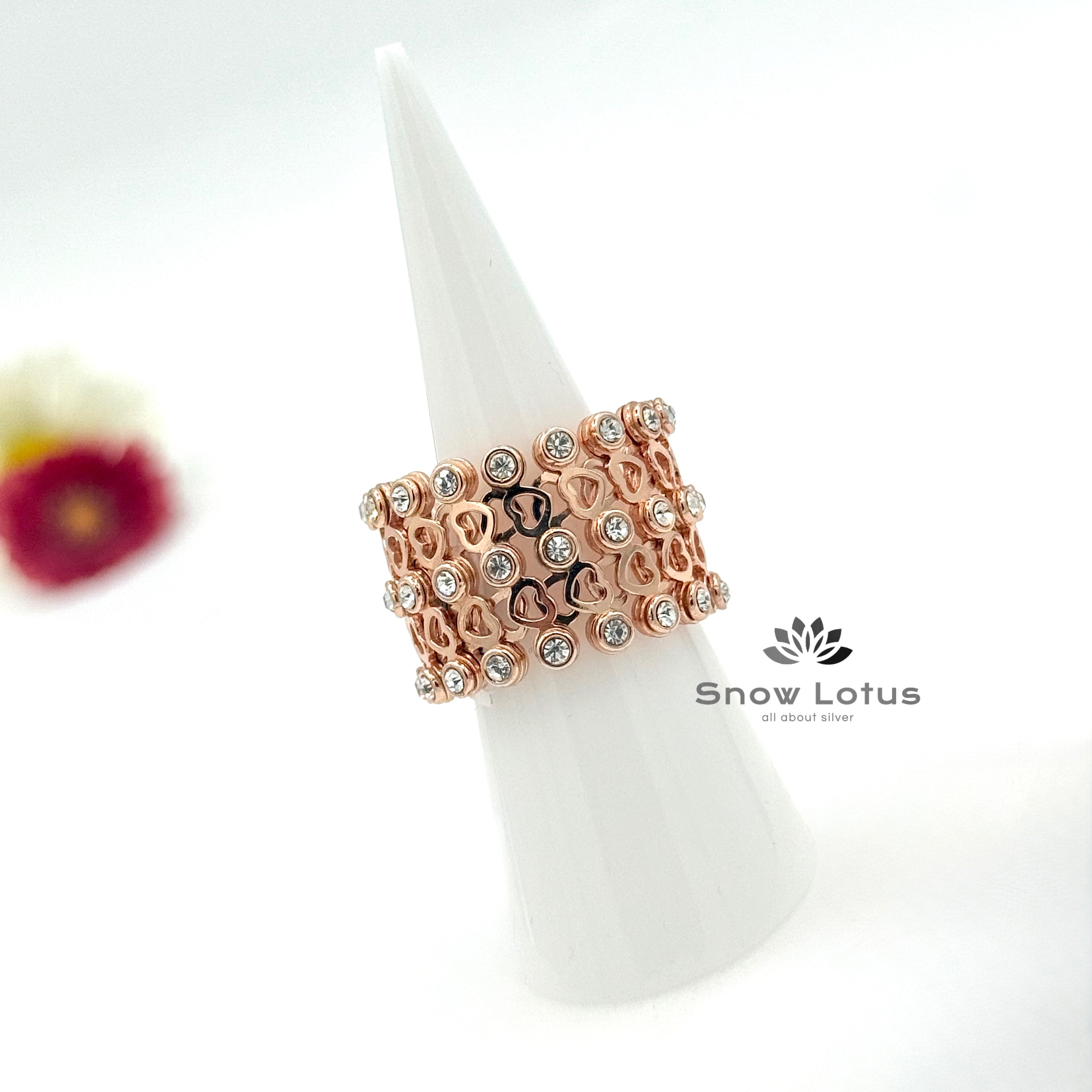 Extandable Rosegold Finger Ring & Bangle with Hearts