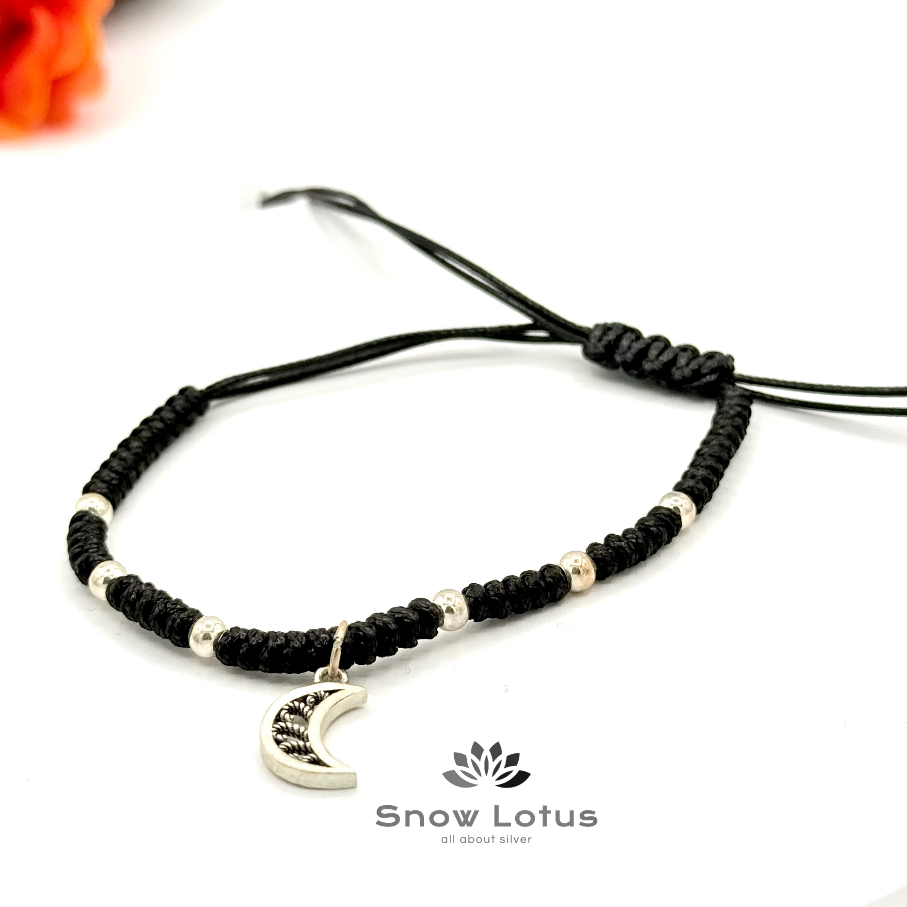 Black thread Payal with Moon Charm