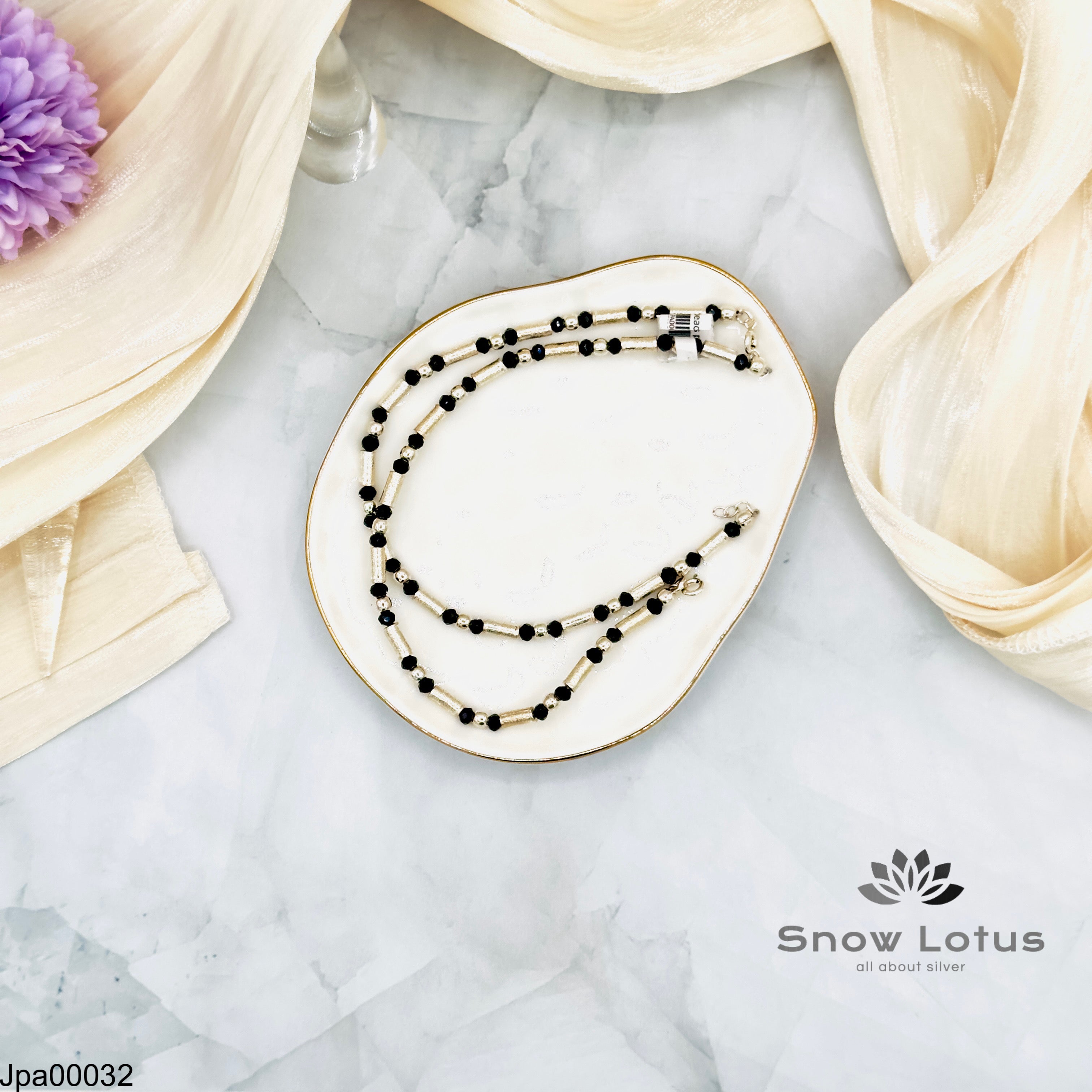 Antique black beads and tubes payal