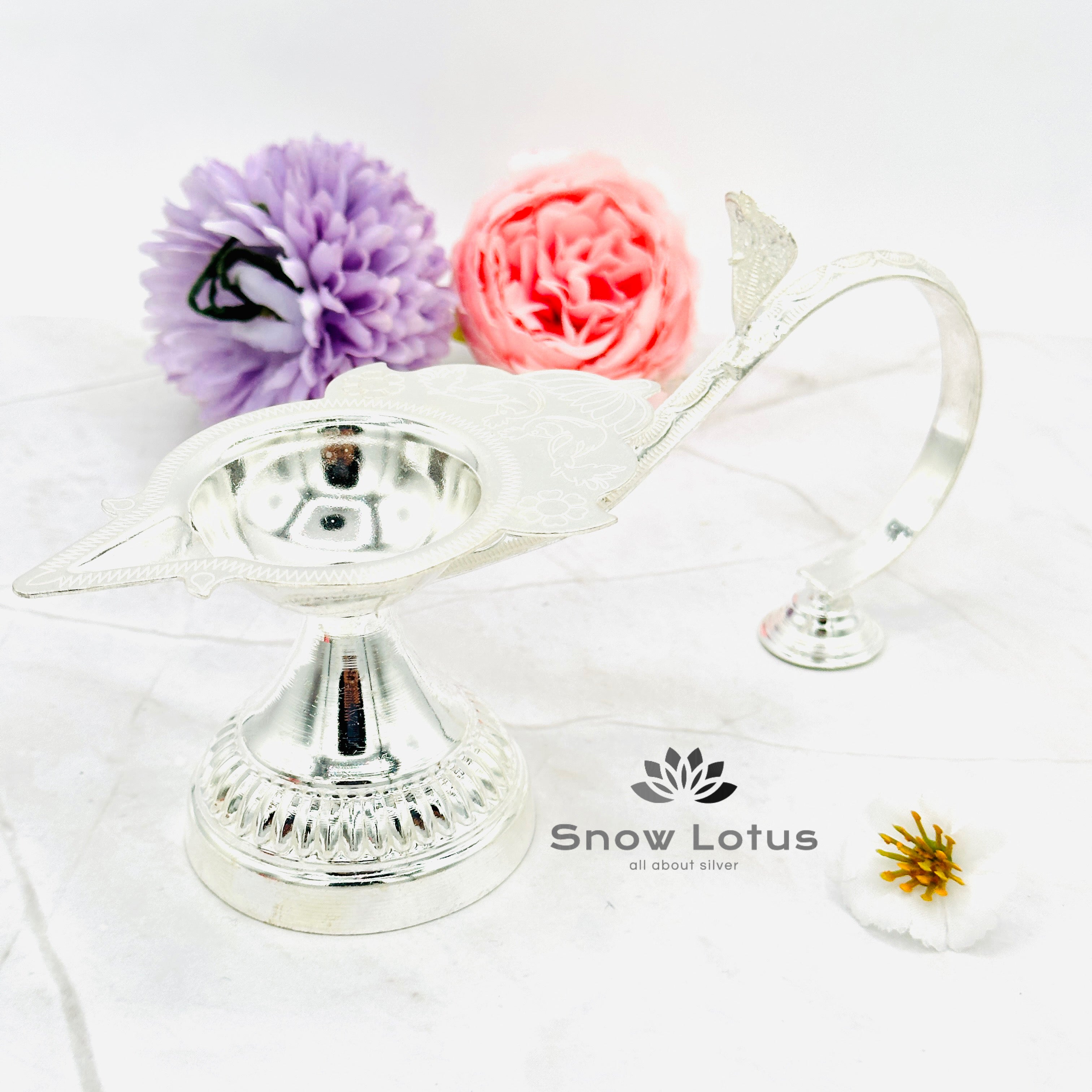 Silver Harathi Stand Bud shape Lotus