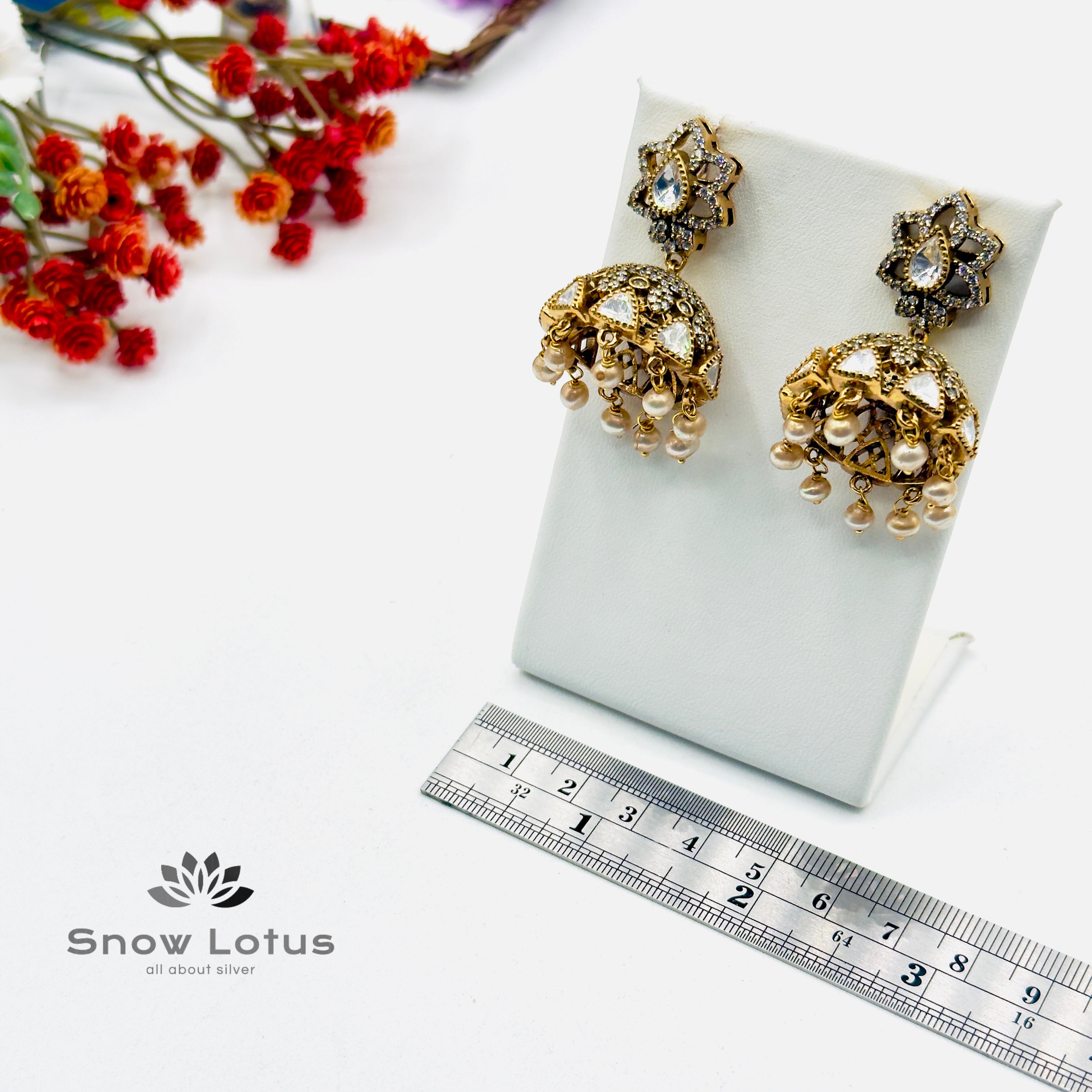 All white Moissanite Jhumka
