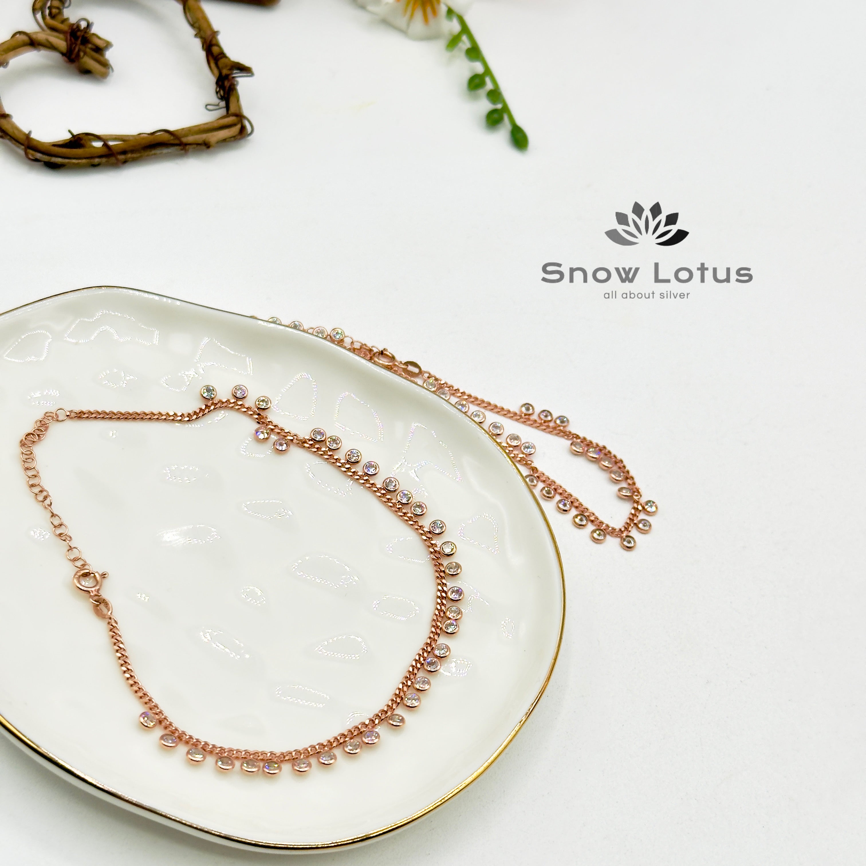 Stone Chain Rosegold Anklets