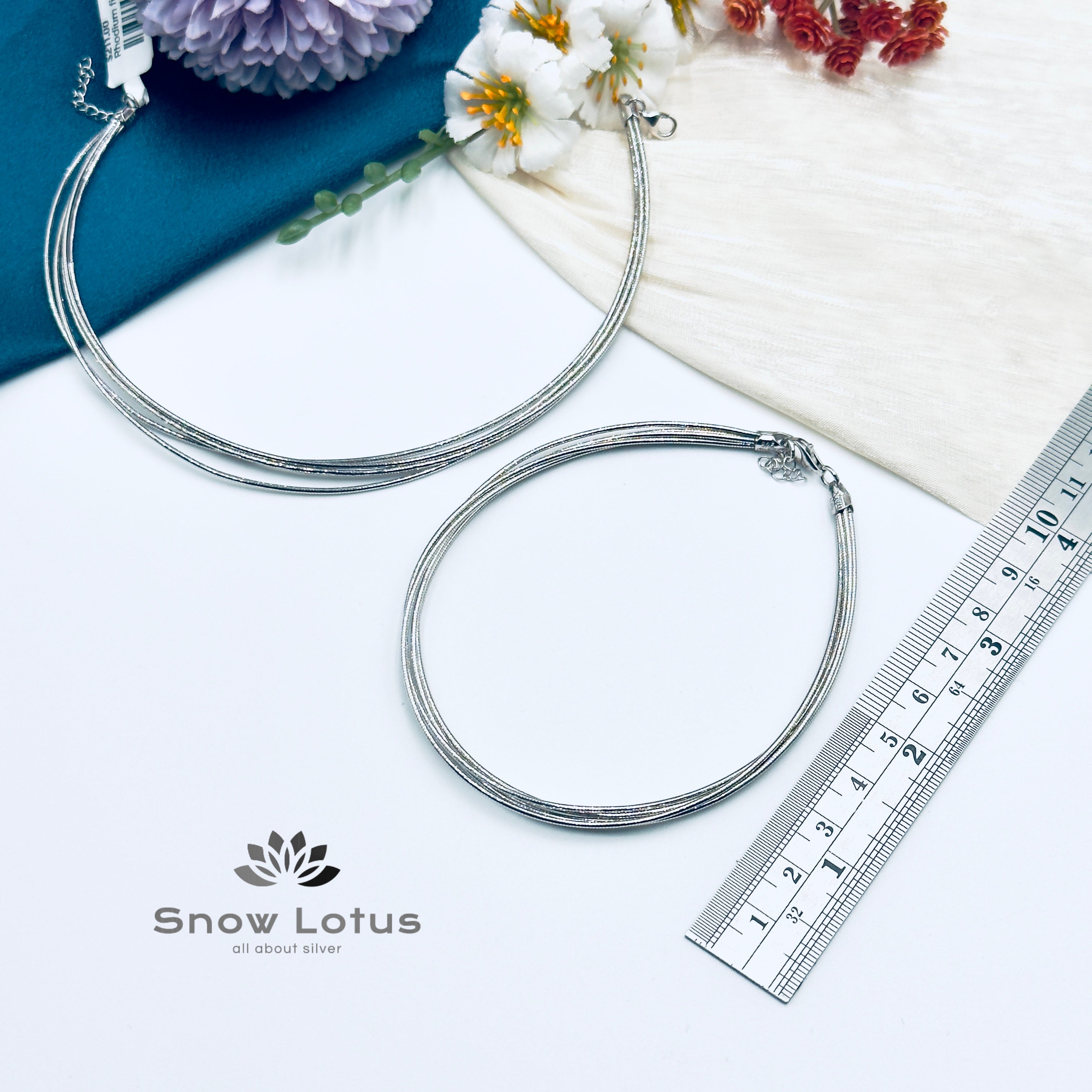 Rhodium finish Flexible Anklet