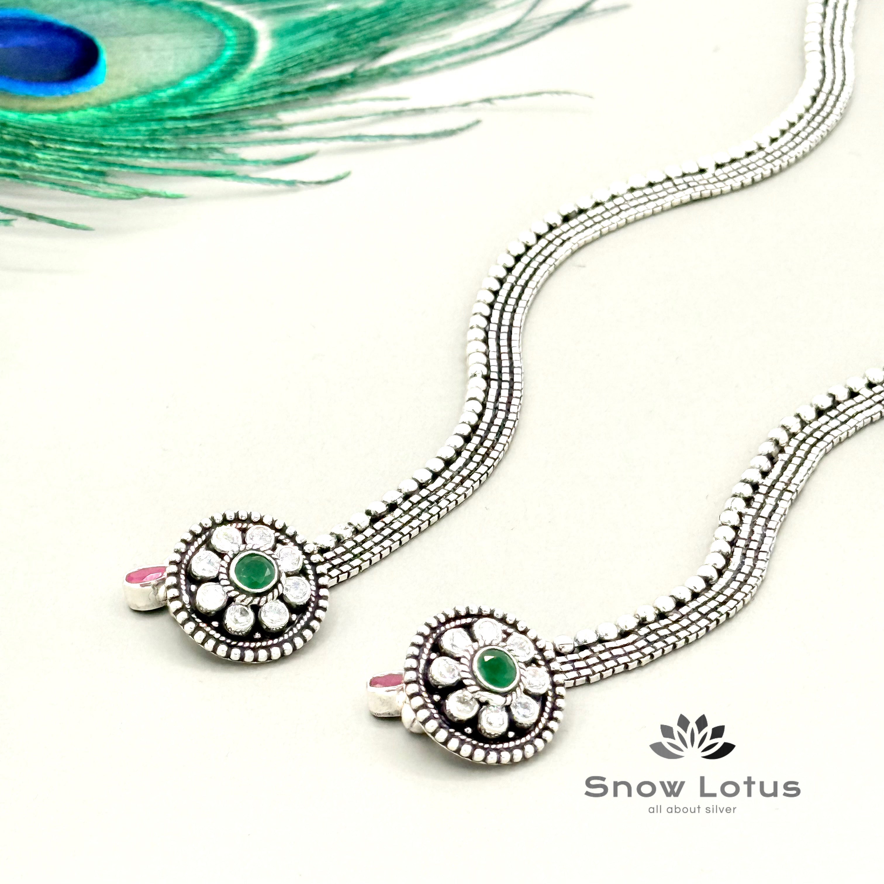 Single Floral with Ruby Drop Anklet