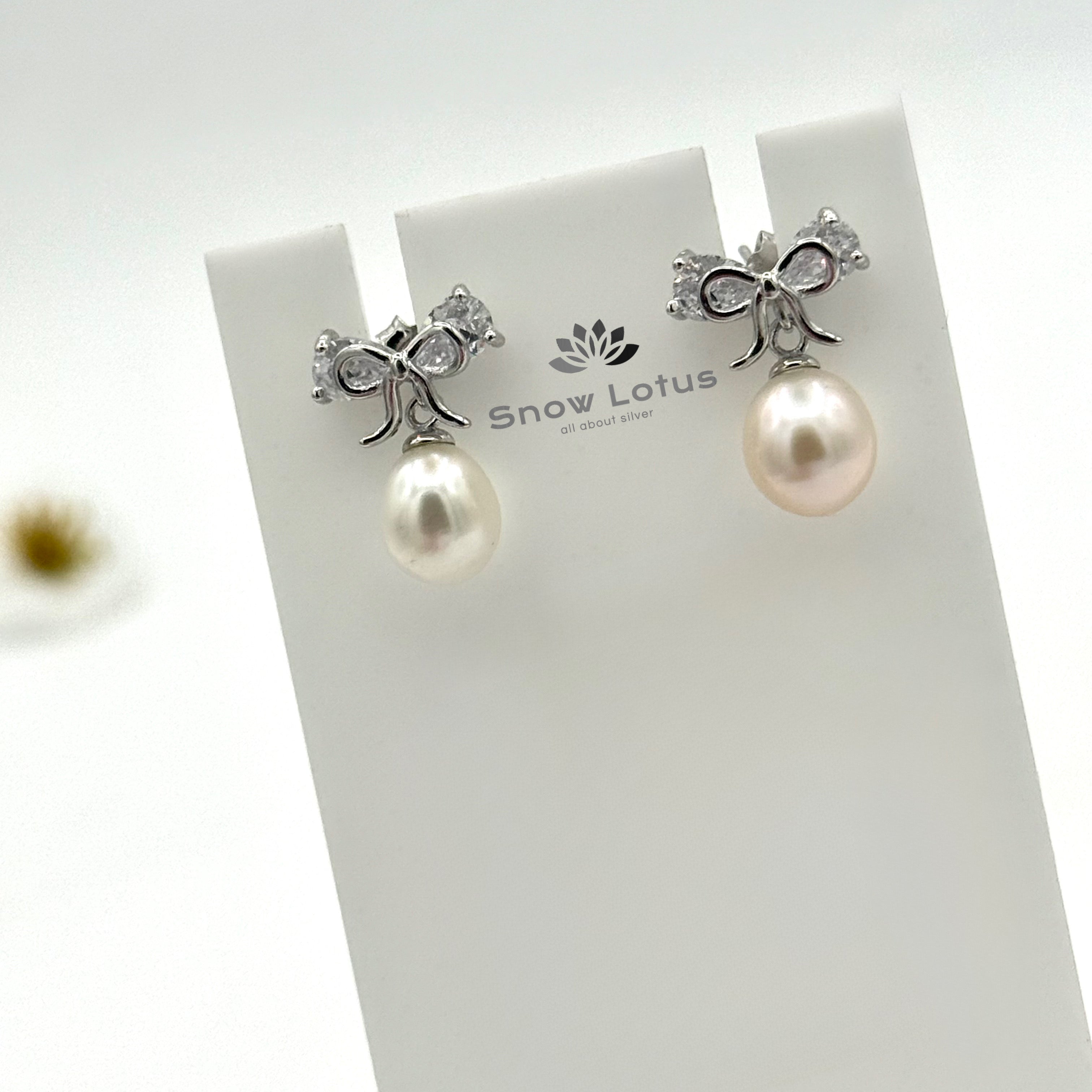 Bow Pearl Drop Earrings