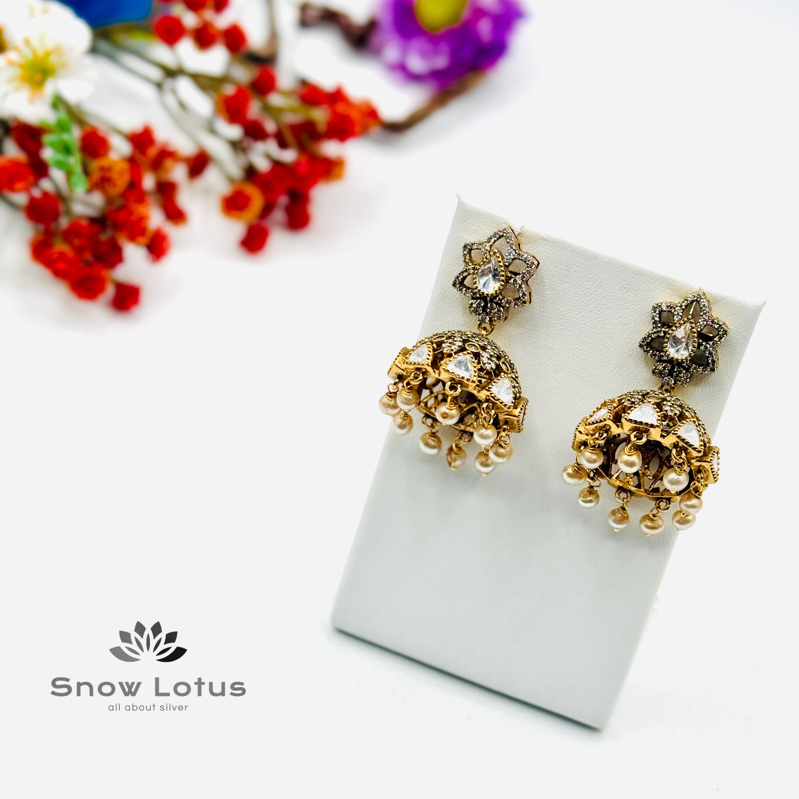 All white Moissanite Jhumka