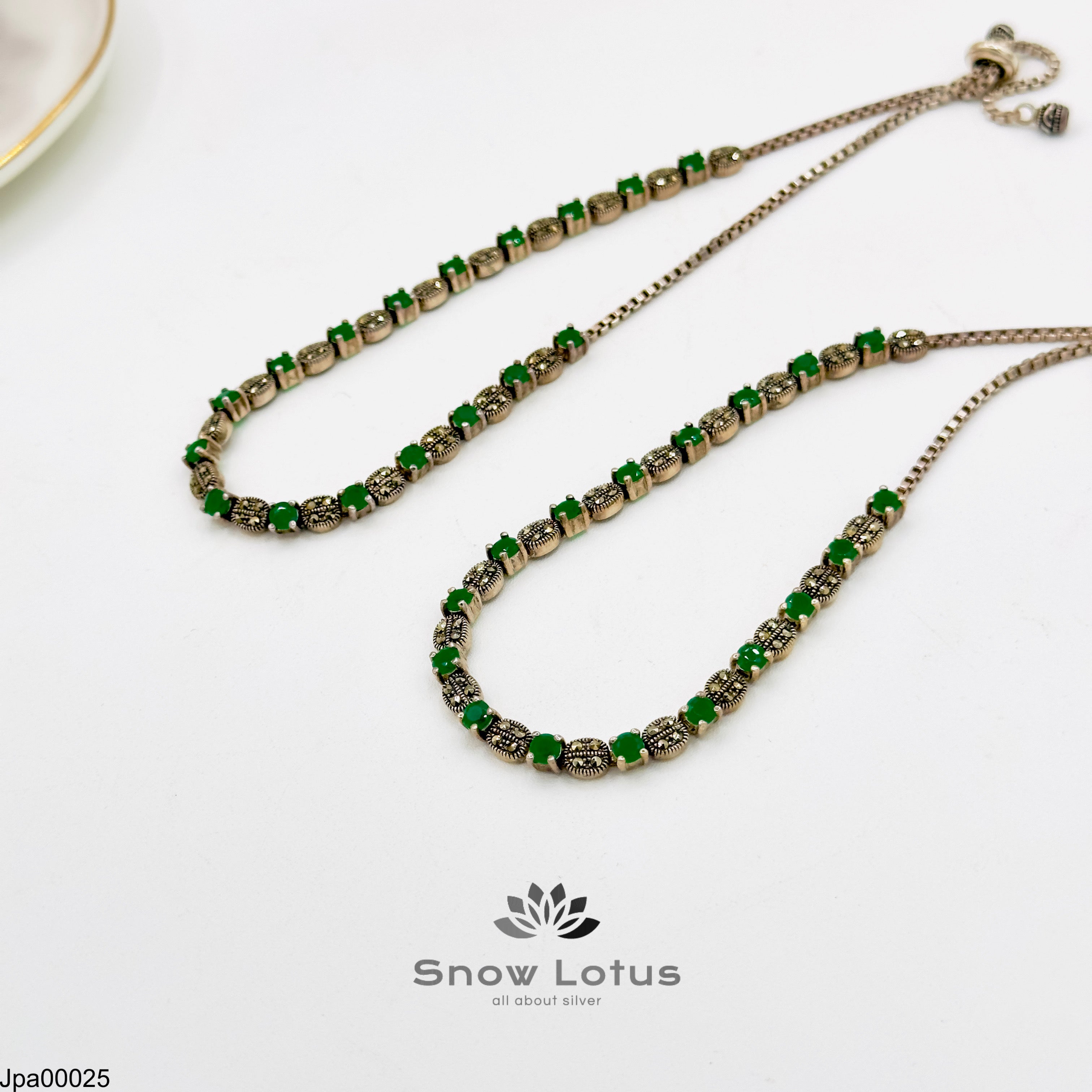 38.6 Adjustable Marcasite Payal Green