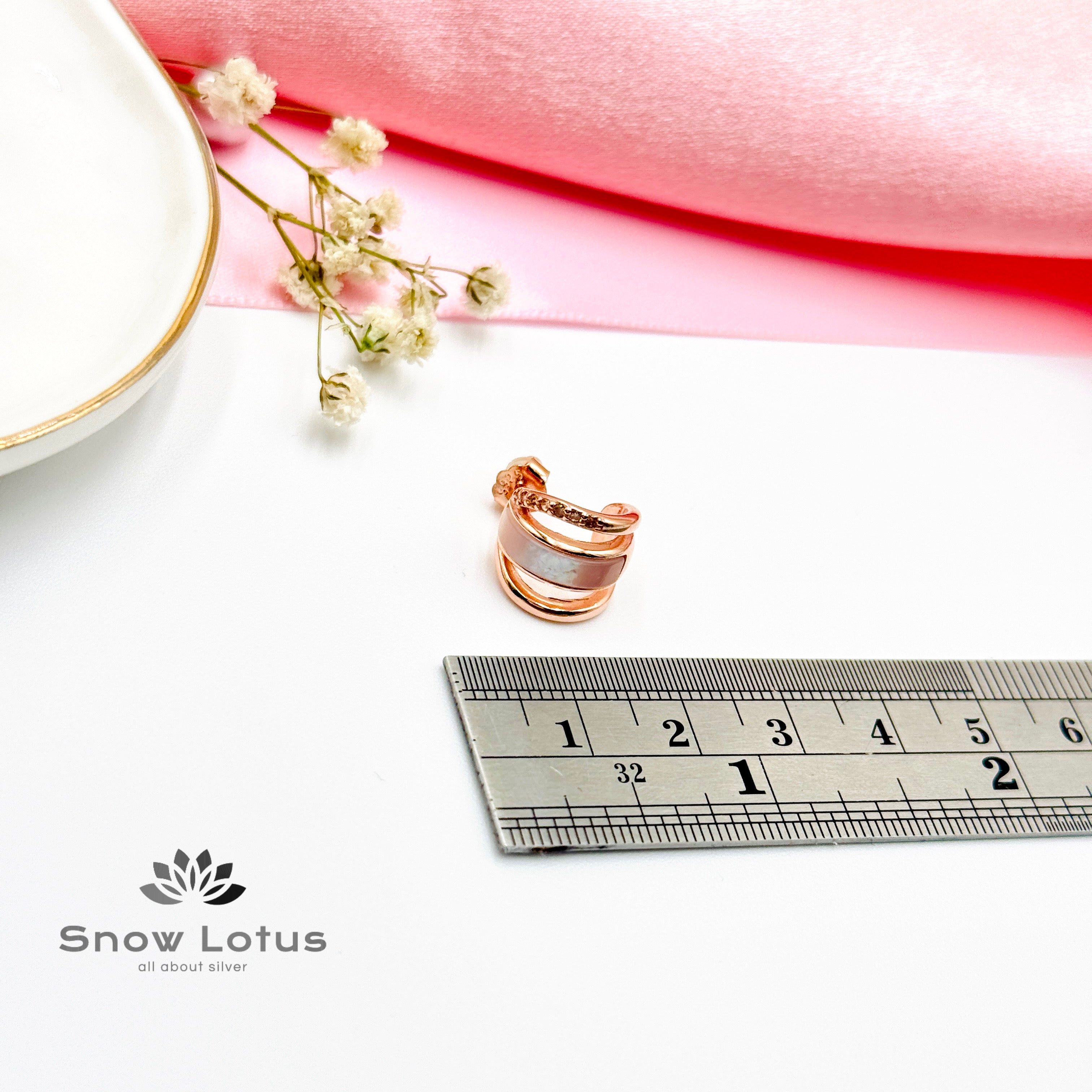 Three Layer Rose MOP Gold Earrings