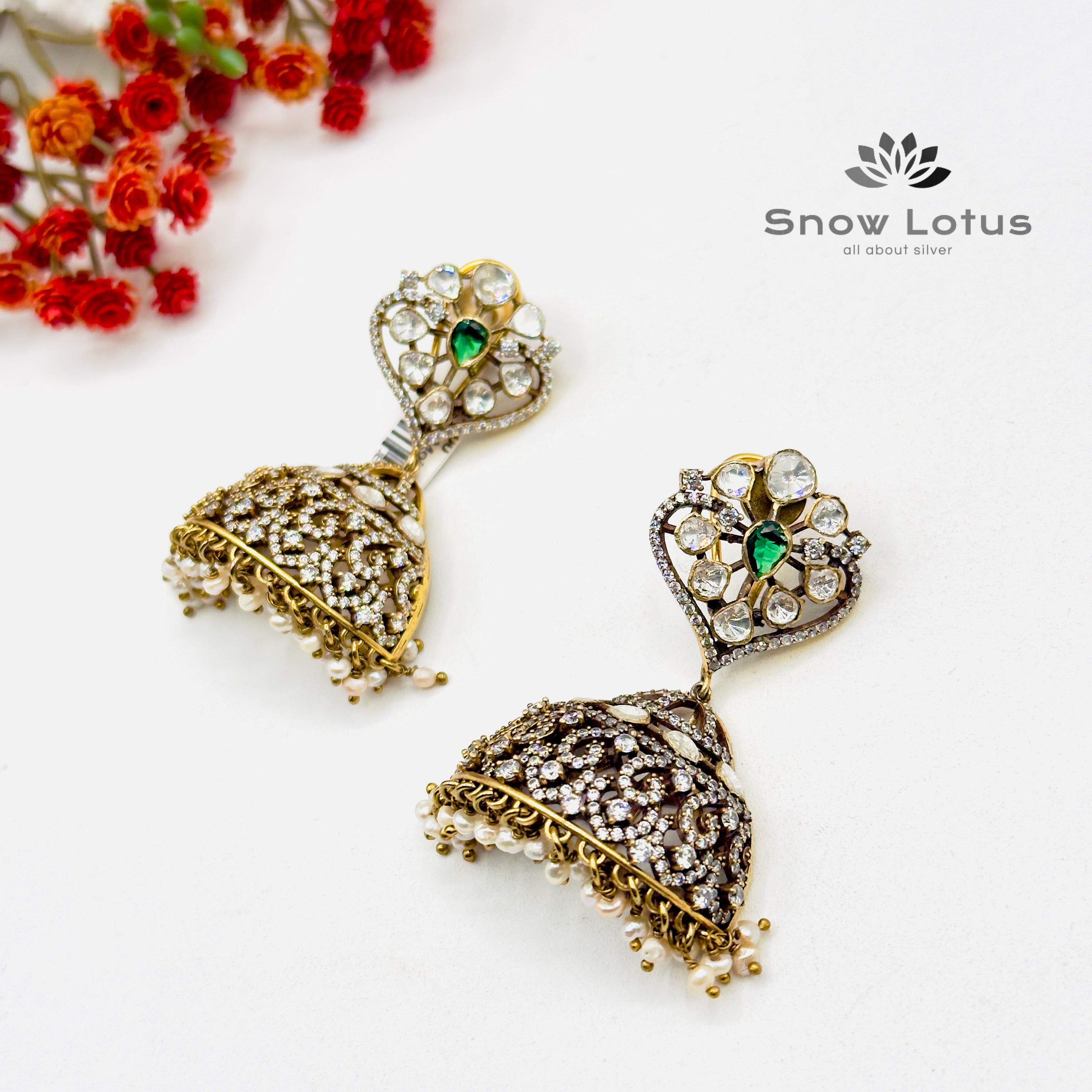 Green Moissanite Half Jhumka
