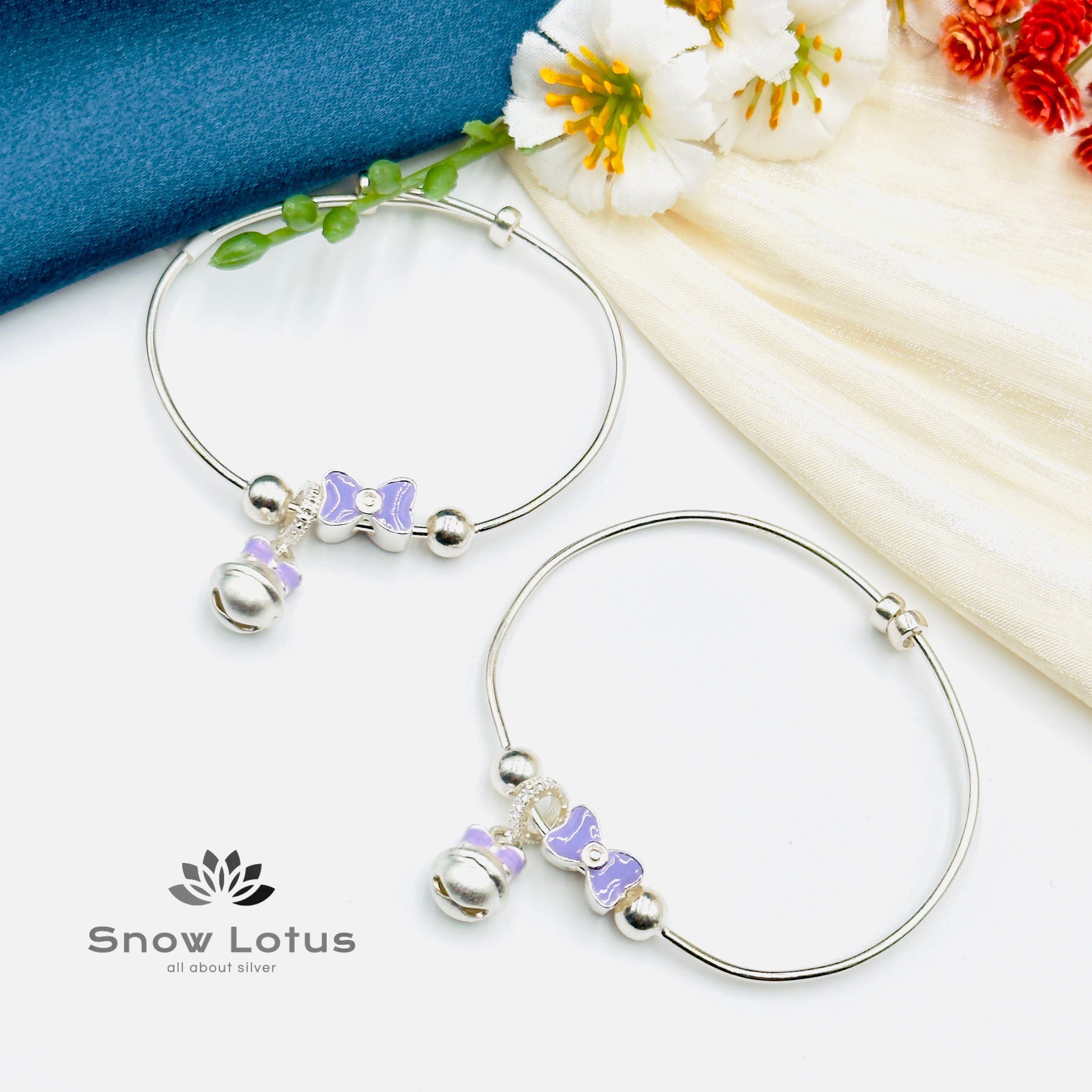 Purple Bow Baby Kada Pair