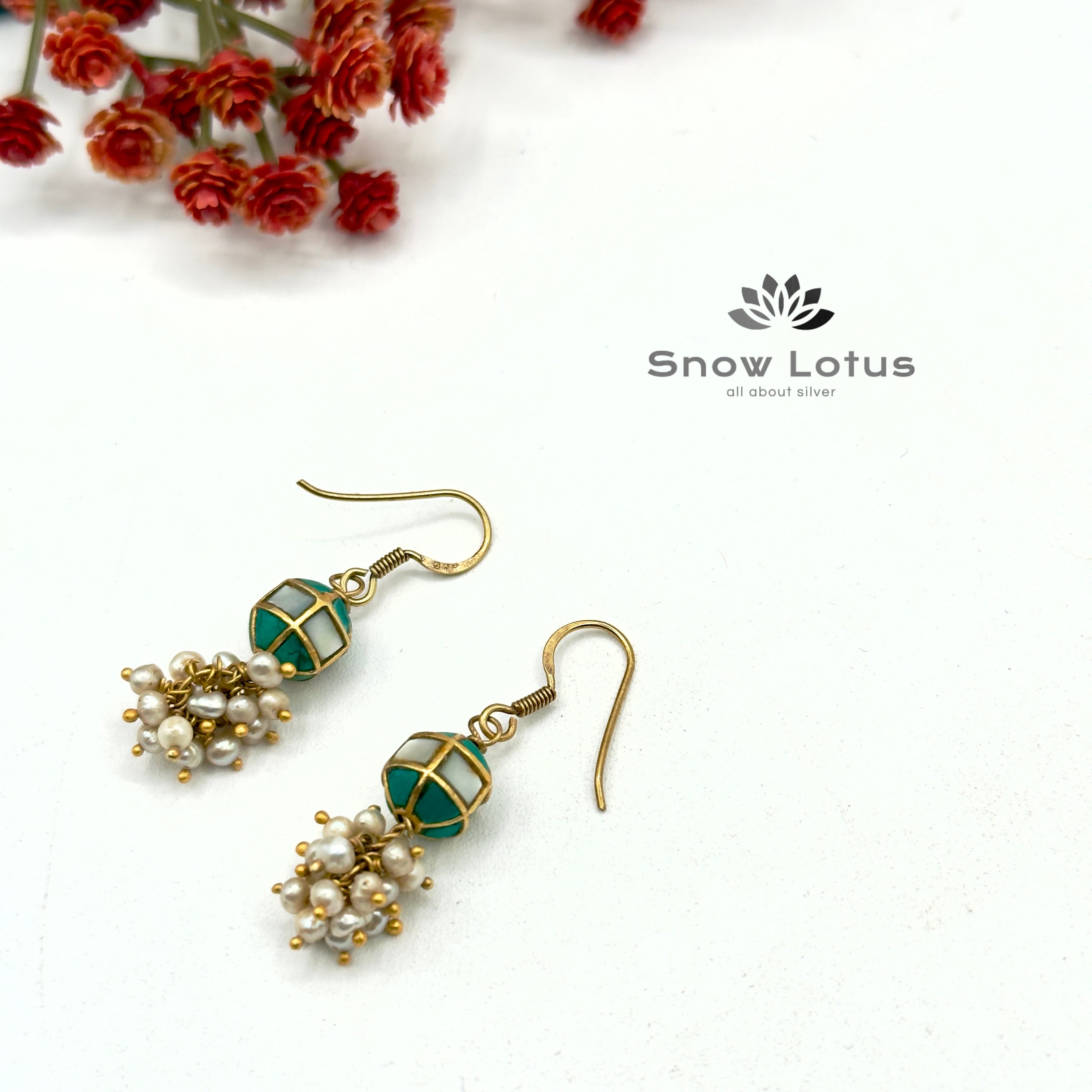 Cute Little Turquoise Pearly Jhumka