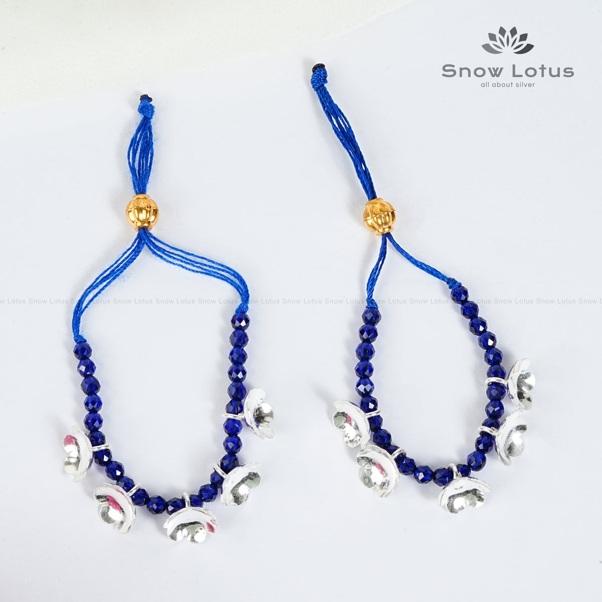 Silver Flowers Mini Haarams Blue