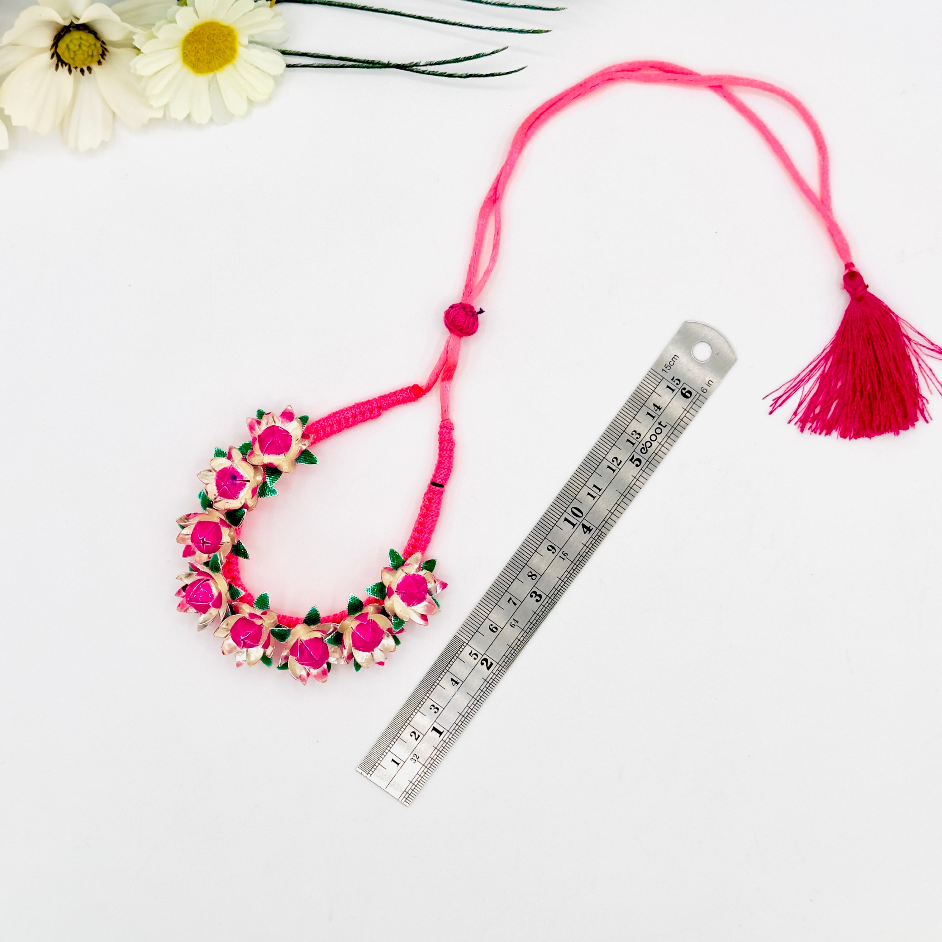 Pink Enamel Lotus Thread Haaram
