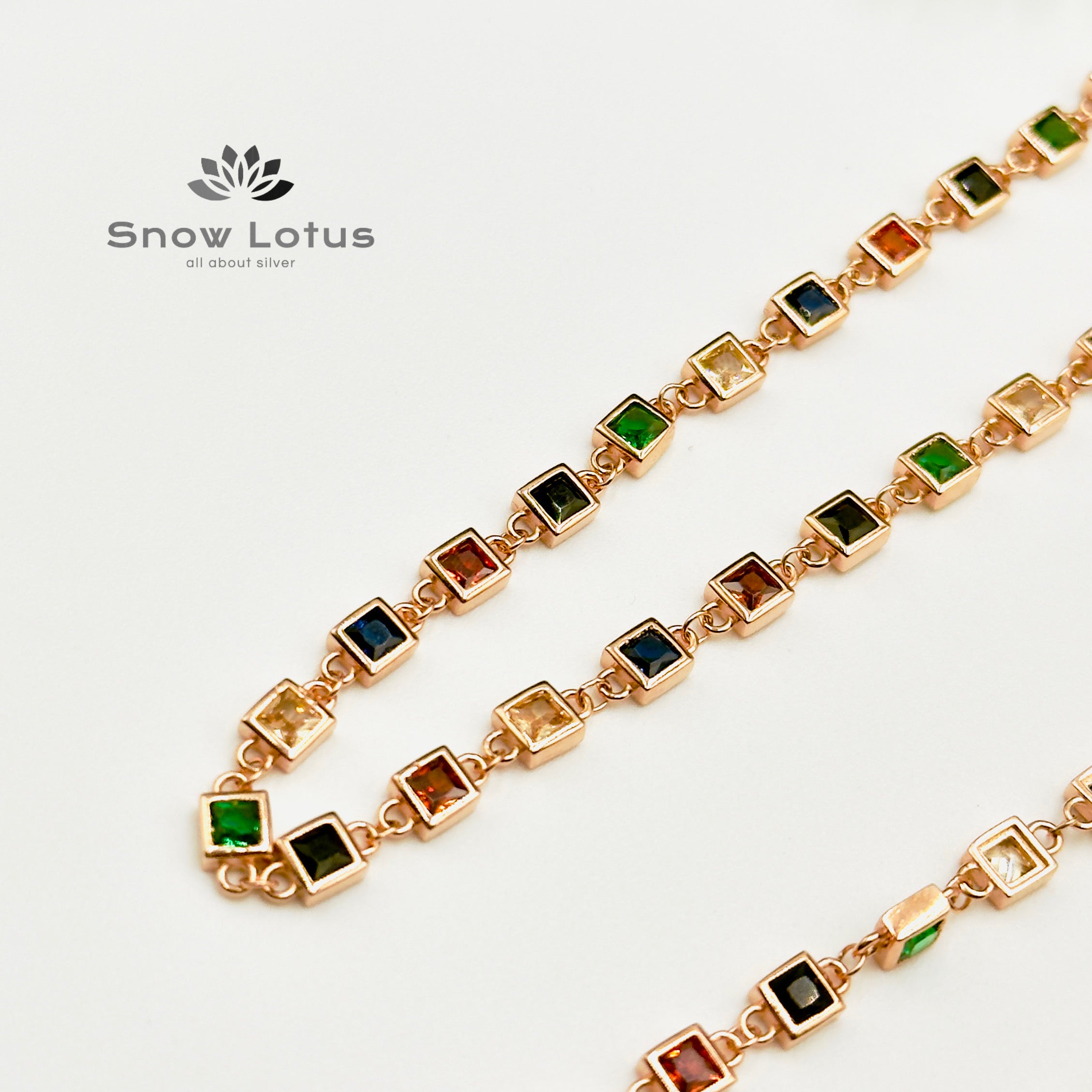 Variegated Cubical Rose Gold Anklets