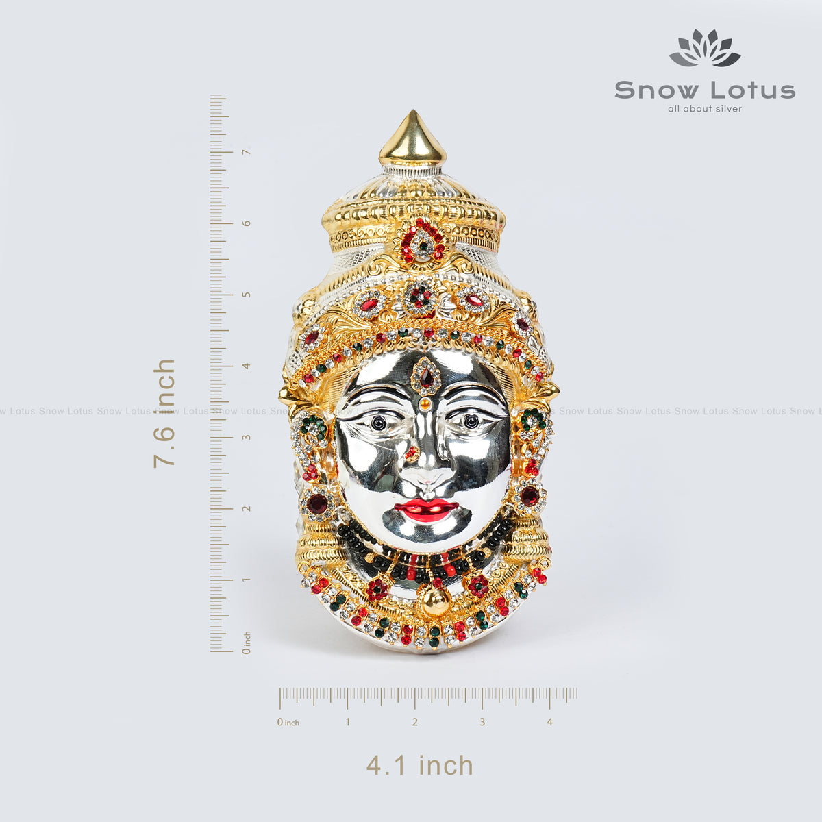 Gold Plated Silver Ammavari Face with Jewelry