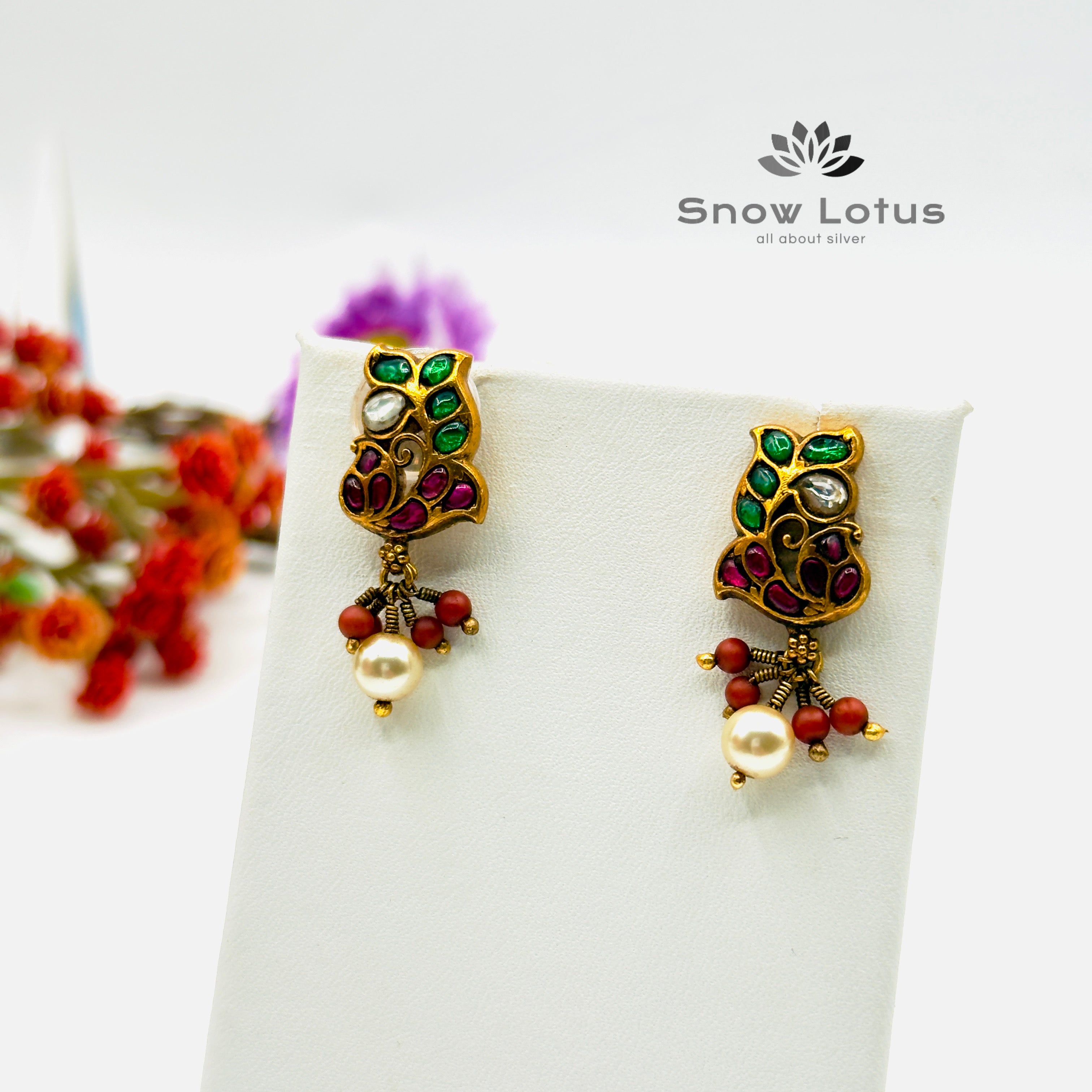 Kundan Peacock Studs